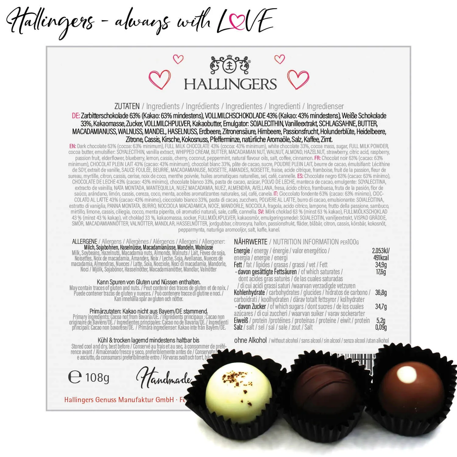 Hab Dich lieb L (Pralinen Mix, ohne Alkohol)