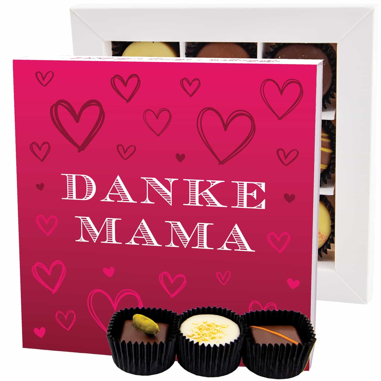 Pralinen Geschenk für Mama – handgemacht in edler Geschenkbox, ohne Alkohol, zart schmelzend & in feiner Confiserie-Qualität, als besonderes Danke Ges