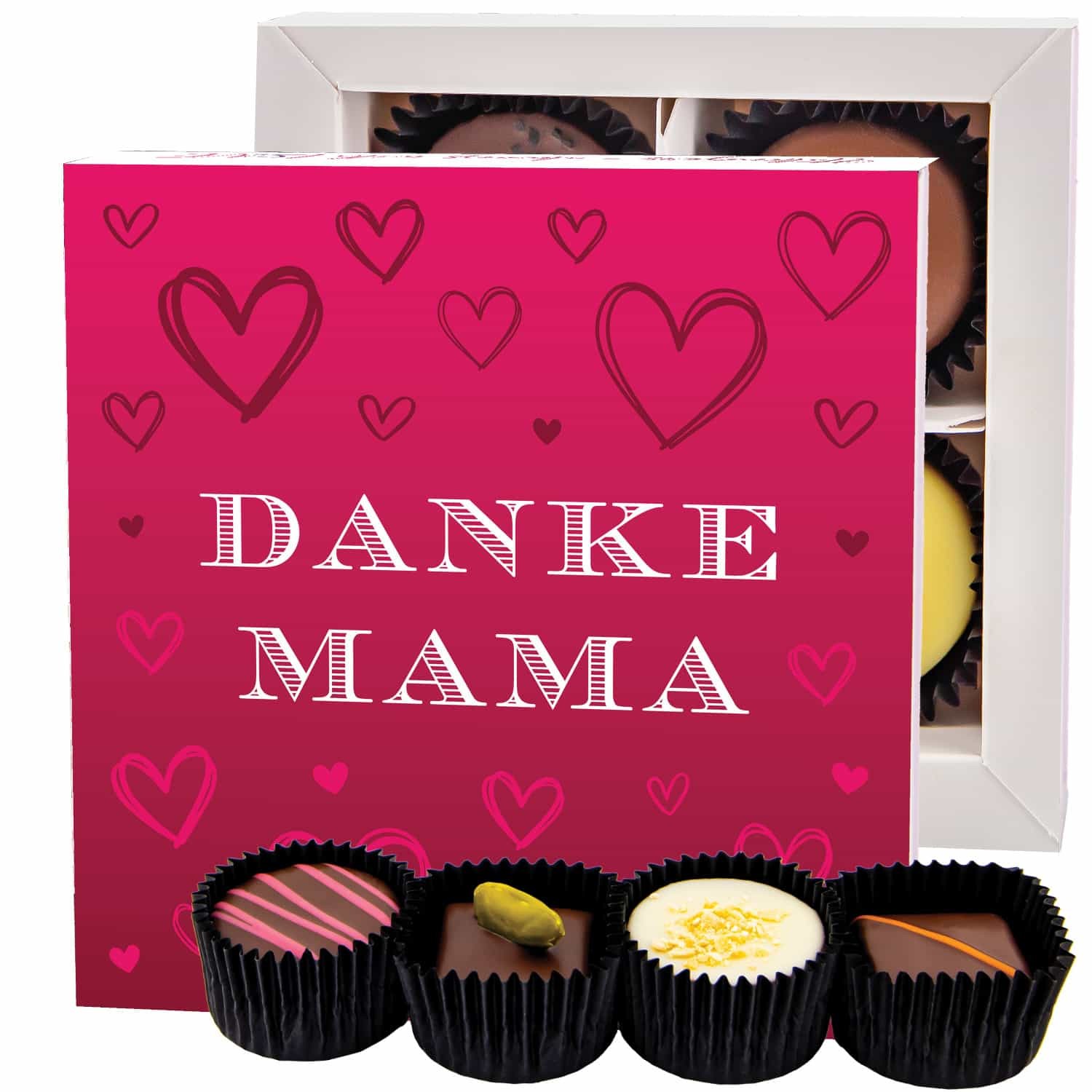 Pralinen Geschenk für Mama – handgemacht in edler Geschenkbox, ohne Alkohol, zart schmelzend & in feiner Confiserie-Qualität, als besonderes Danke Ges