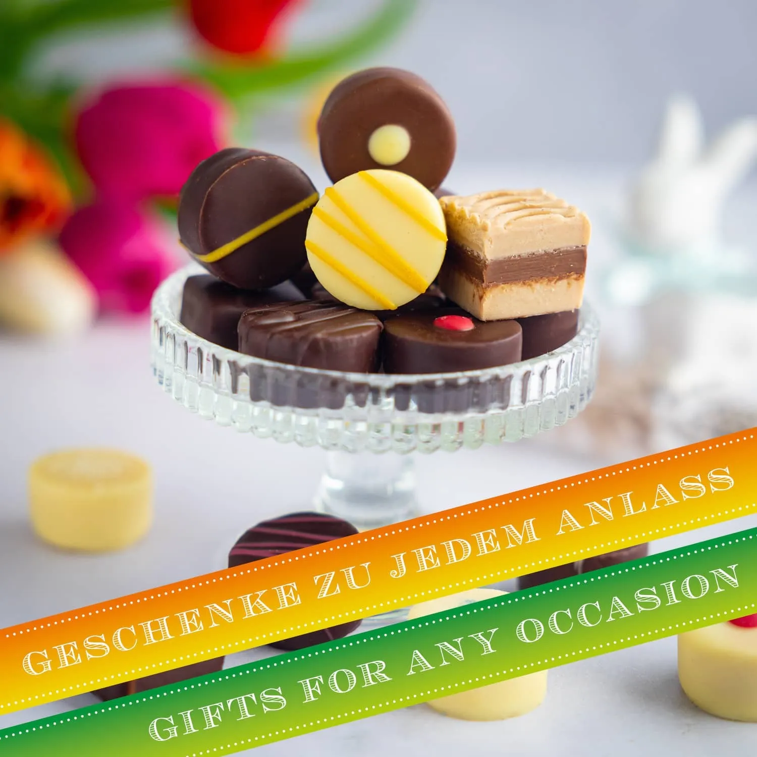 Schickes Design und Pralinen ohne Alkohol - mhhhh...