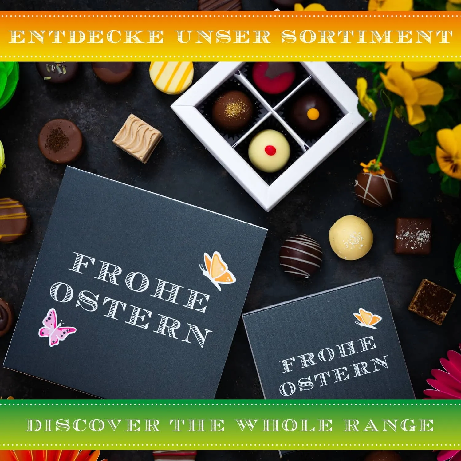 Schickes Design und Pralinen ohne Alkohol - mhhhh...