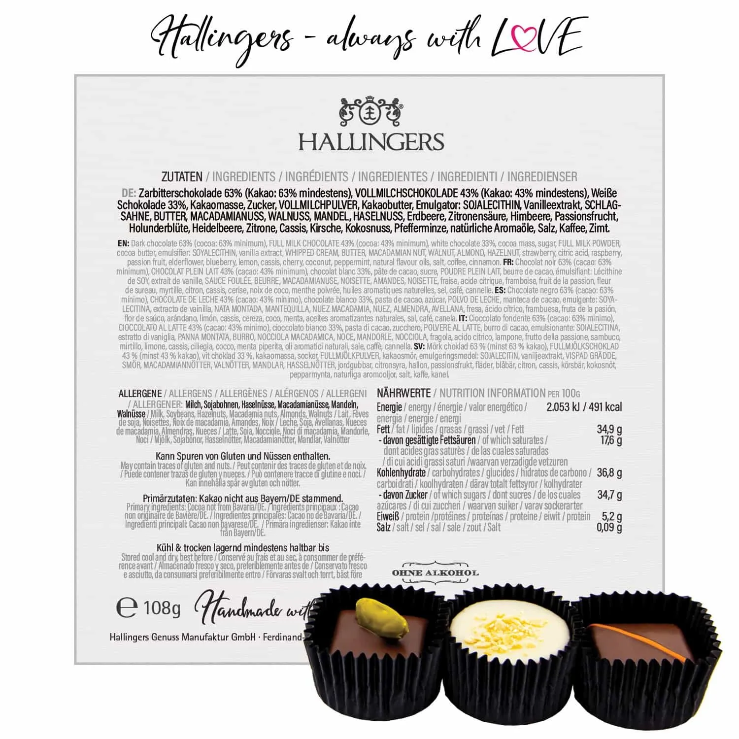 Frohe Ostern Black L (Pralinen Mix, ohne Alkohol)