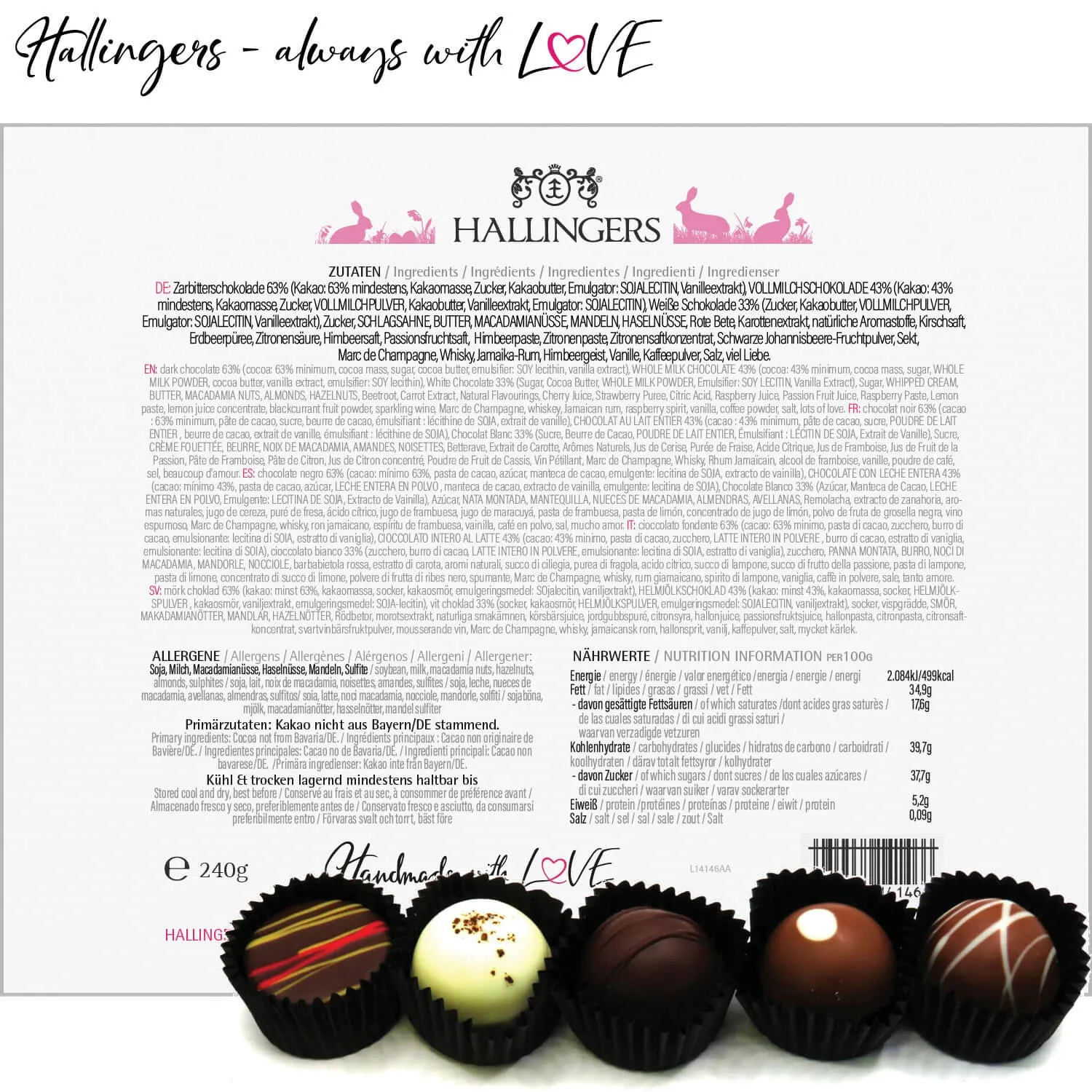 Frohe Ostern pink XL (Pralinen-Mix)