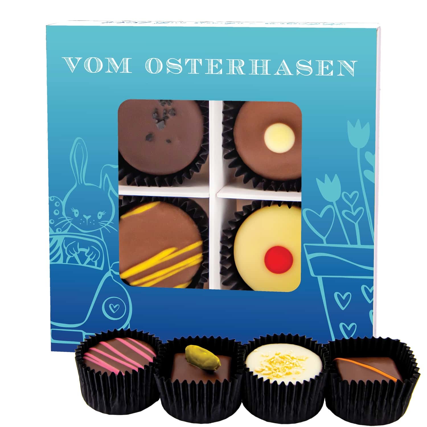 Pralinen Oster-Geschenk - ohne Alkohol handmade "Vom Osterhasen" - Hallingers Genuss Manufaktur