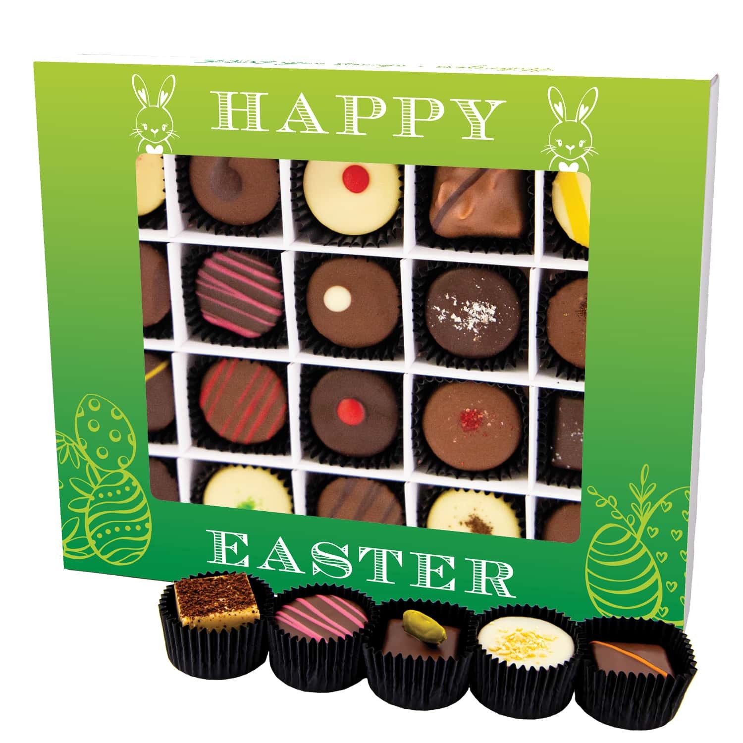 Pralinen Oster-Geschenk - ohne Alkohol handmade "Happy Easter" - Hallingers Genuss Manufaktur