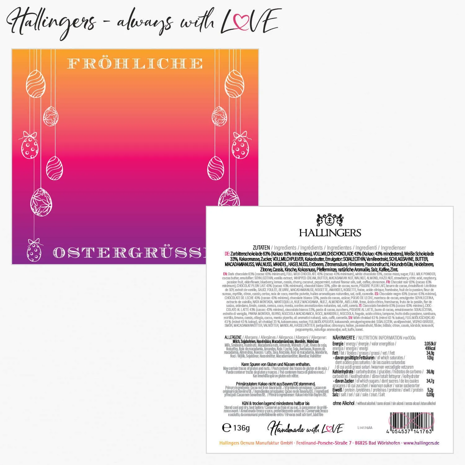 Fröhliche Ostergrüße L (Pralinen-Ostereier-Mix)