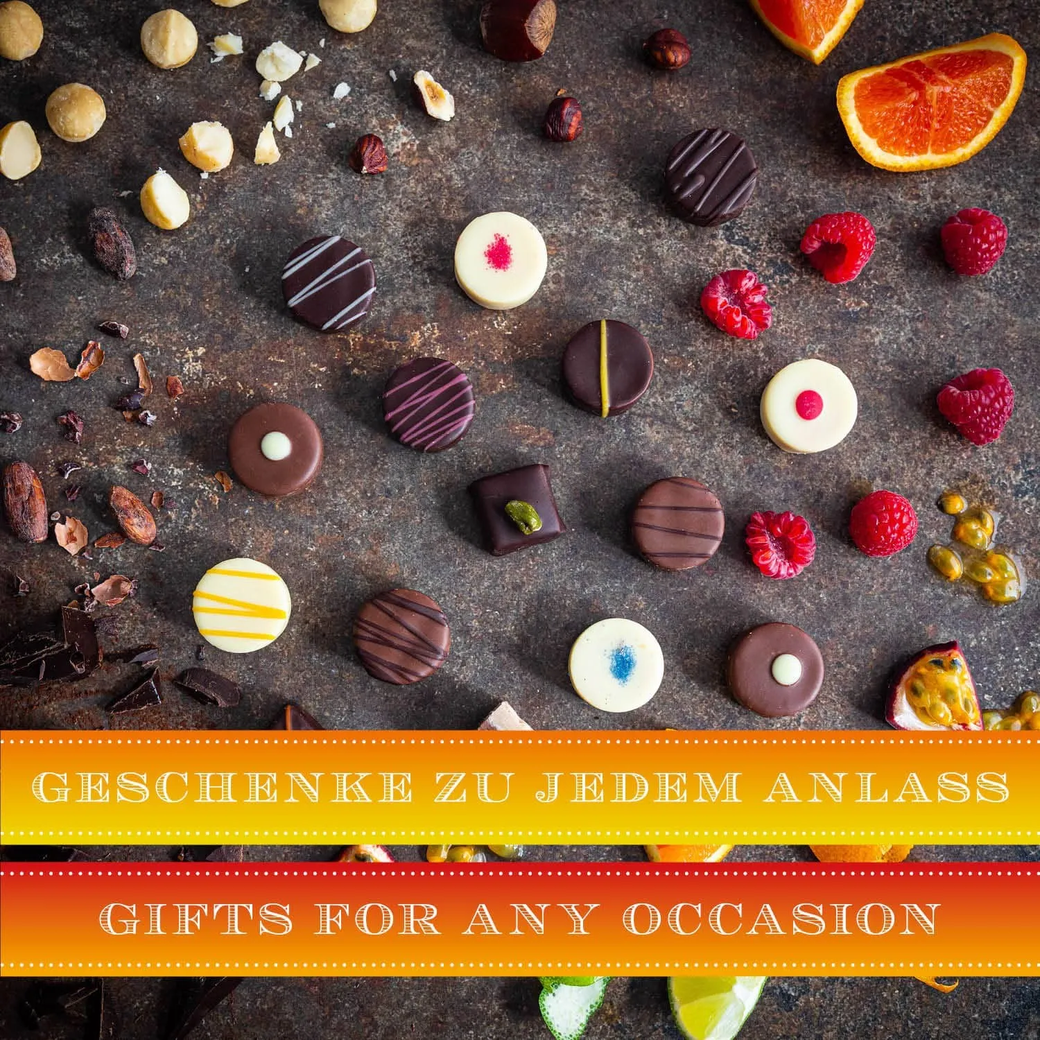 Schickes Design und Pralinen ohne Alkohol - mhhhh...