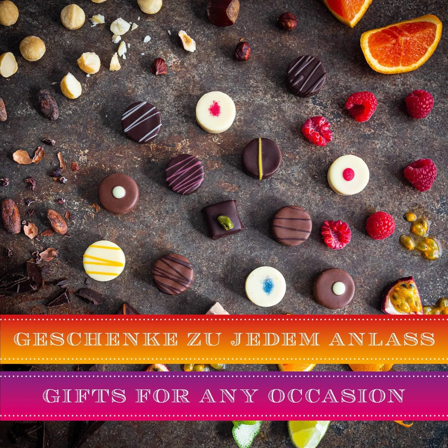 Schickes Design und Pralinen ohne Alkohol - mhhhh...