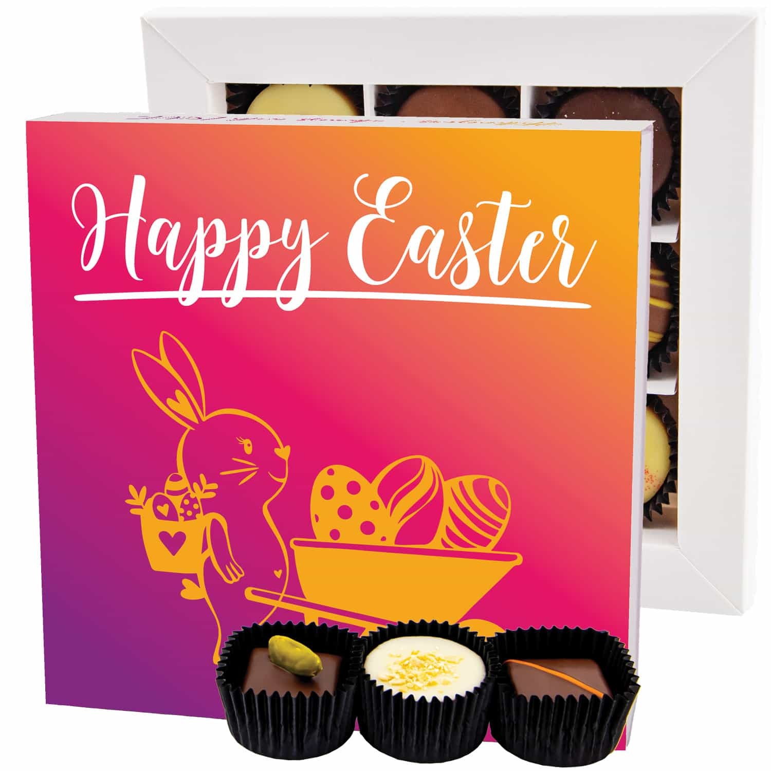 Pralinen Oster-Geschenk - ohne Alkohol handmade "Happy Easter" - Hallingers Genuss Manufaktur