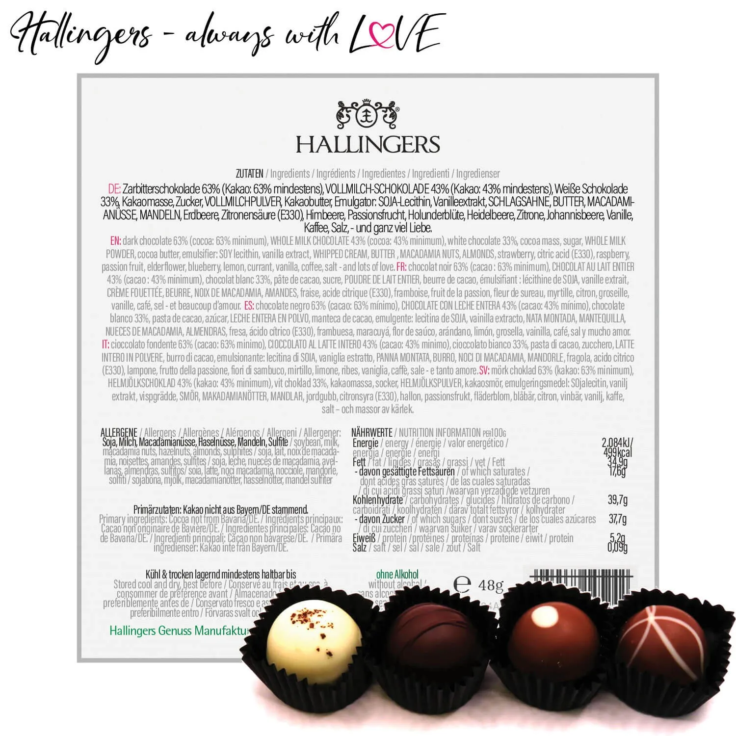 Vielen Dank Grün (Pralinen Mix, ohne Alkohol)