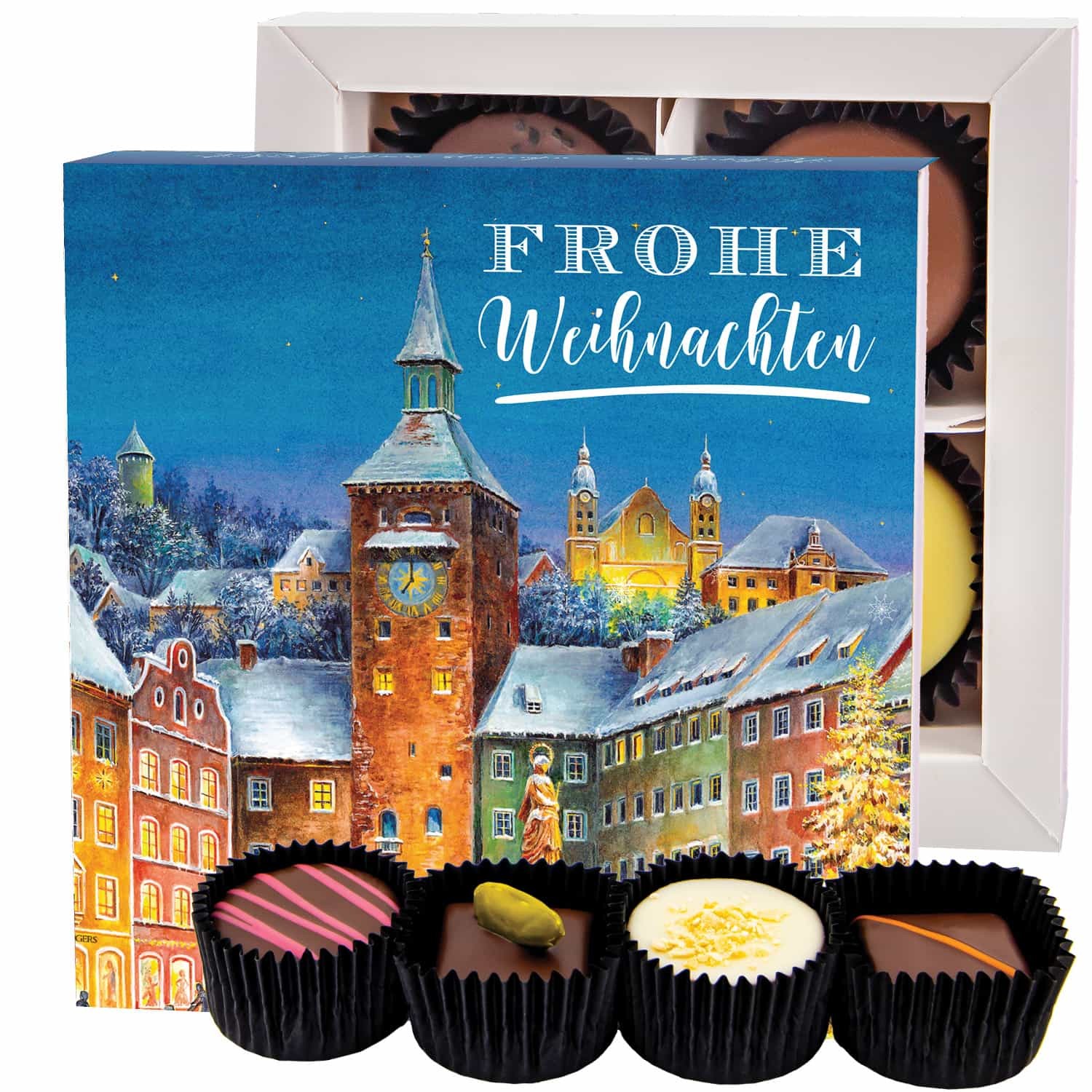 Pralinen Geschenk Weihnachten - ohne Alkohol handmade "Frohe Weihnachten LL" - Hallingers Genuss Manufaktur