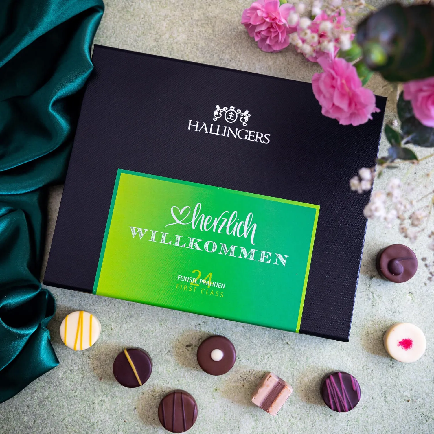 Perfekt als Geschenk, Gruß oder Mitbringsel - da freut sich jeder! Spitzen Qualität: Premium-Pralinen für anspruchsvolle Genießer.