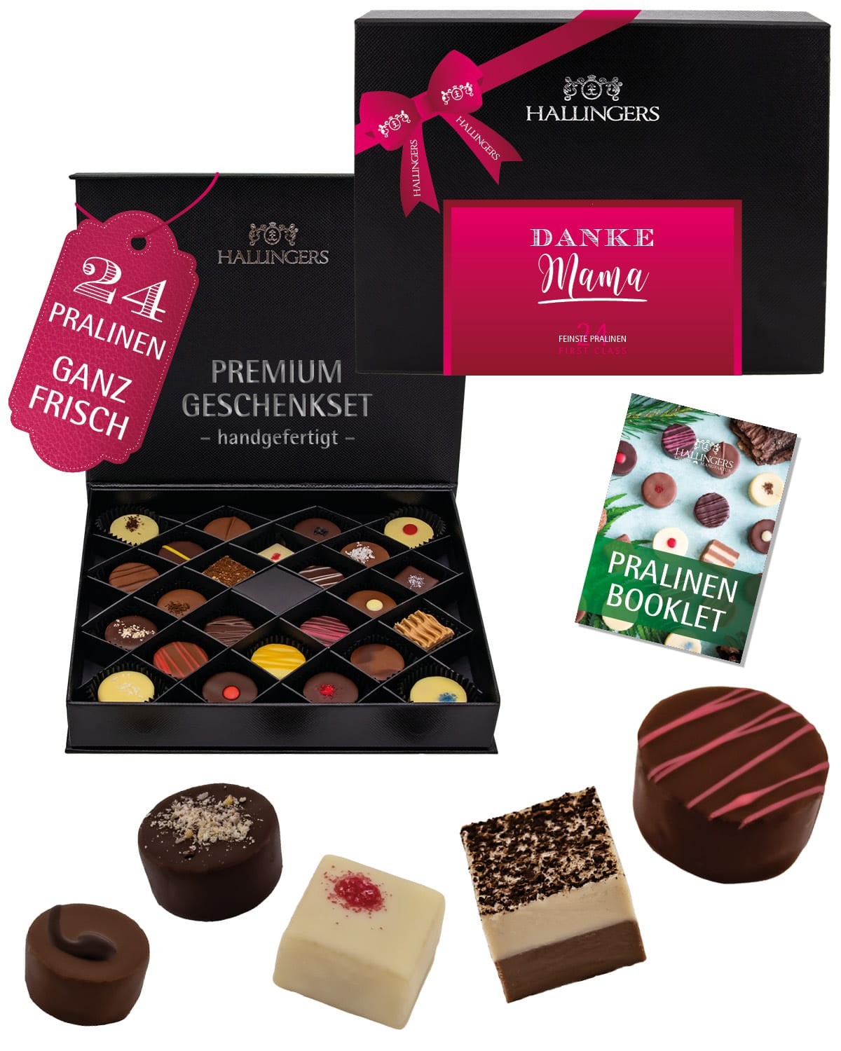 Pralinen Geschenk für Mama – handgemacht in edler Geschenkbox, ohne Alkohol, zart schmelzend & in feiner Confiserie-Qualität, als besonderes Danke Ges