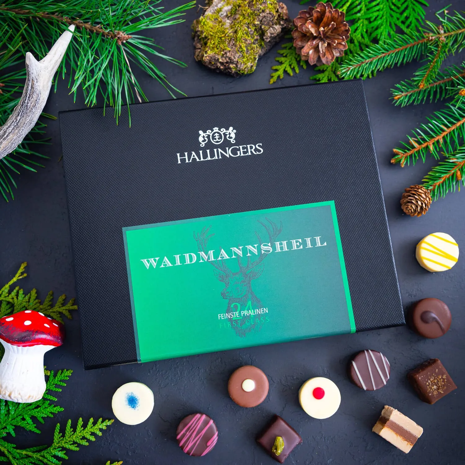 Perfekt als Geschenk, Gruß oder Mitbringsel - da freut sich jeder! Spitzen Qualität: Premium-Pralinen für anspruchsvolle Genießer.