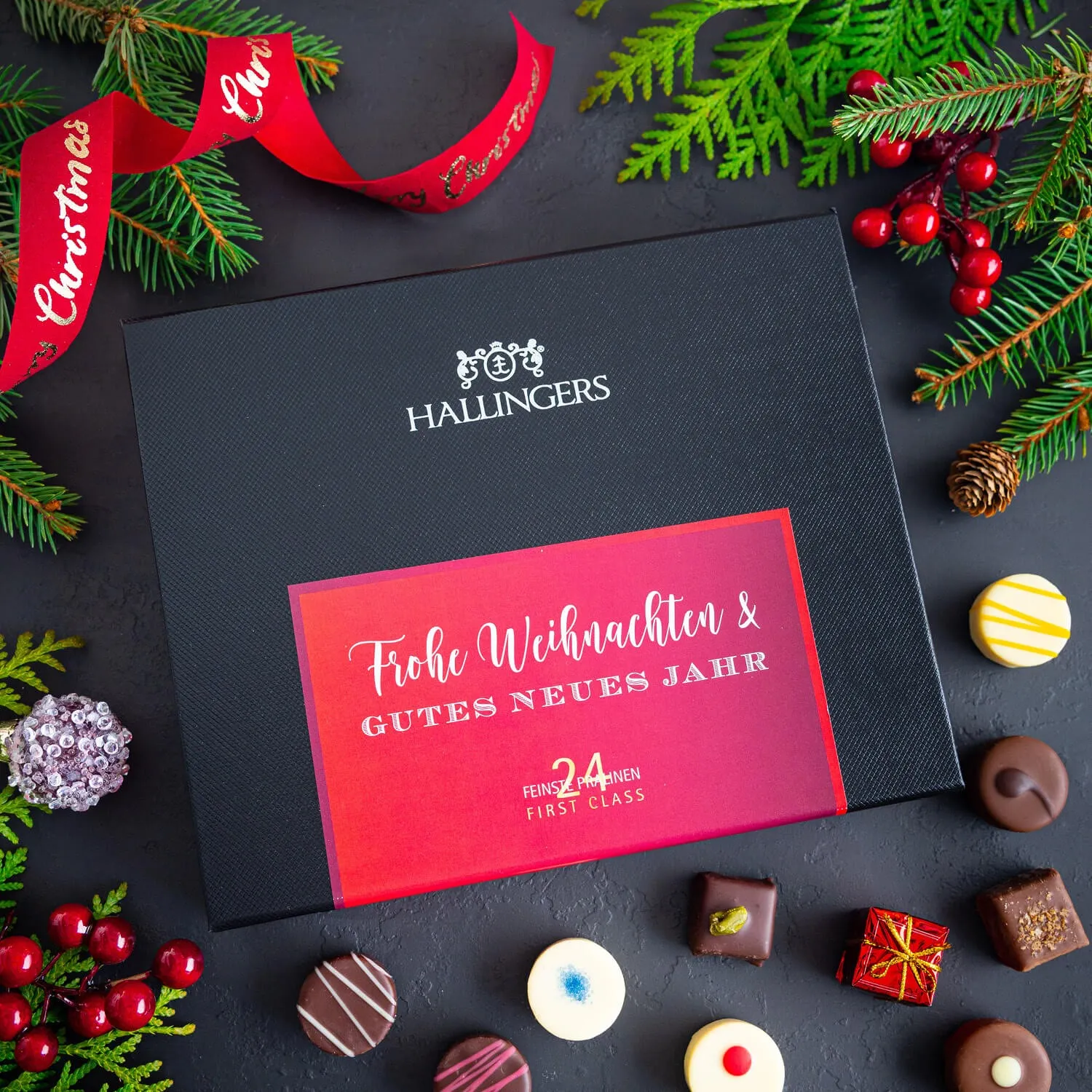 Perfekt als Geschenk, Gruß oder Mitbringsel - da freut sich jeder! Spitzen Qualität: Premium-Pralinen für anspruchsvolle Genießer.