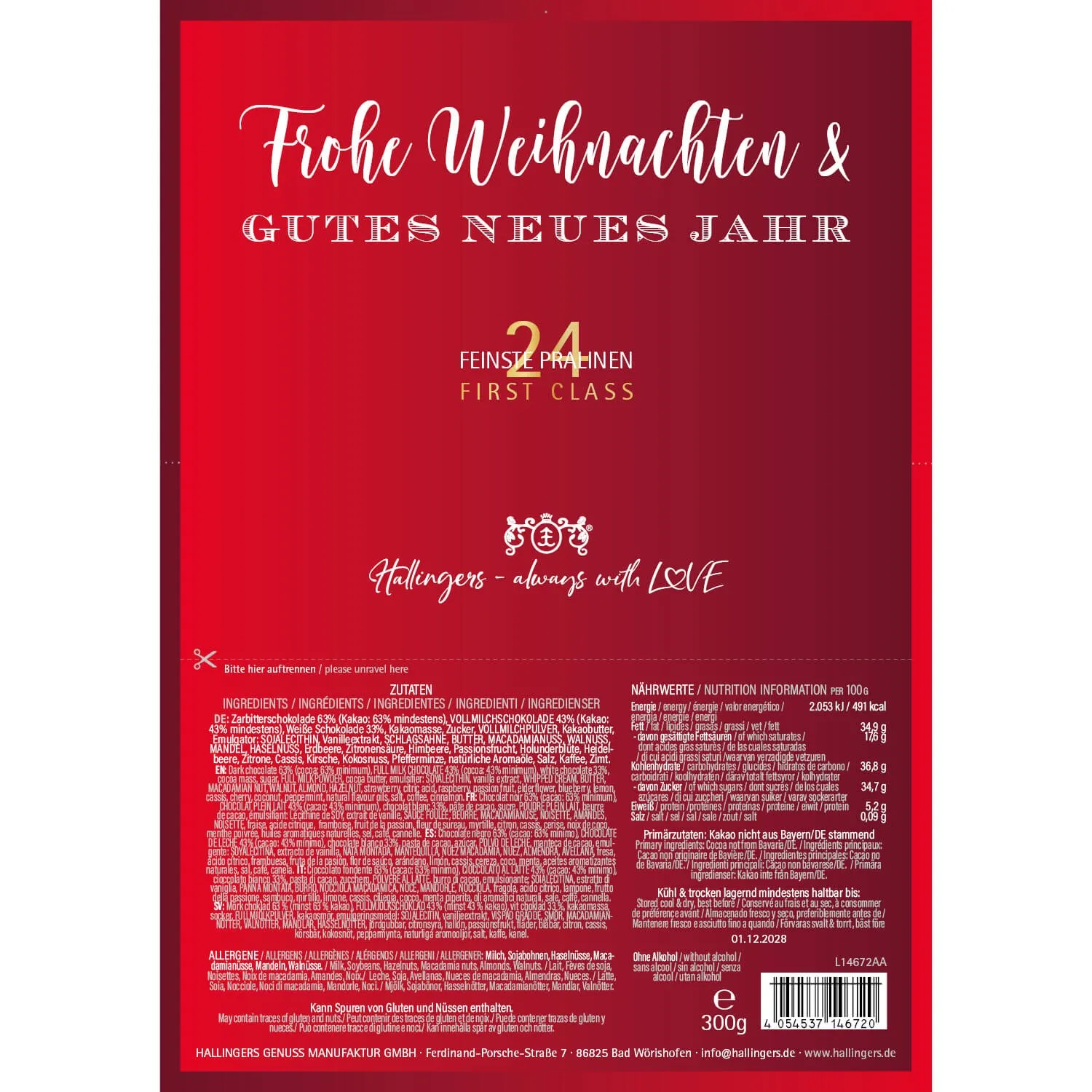 Frohe Weihnachten & Gutes Neues Jahr (Pralinen Mix, ohne Alkohol)