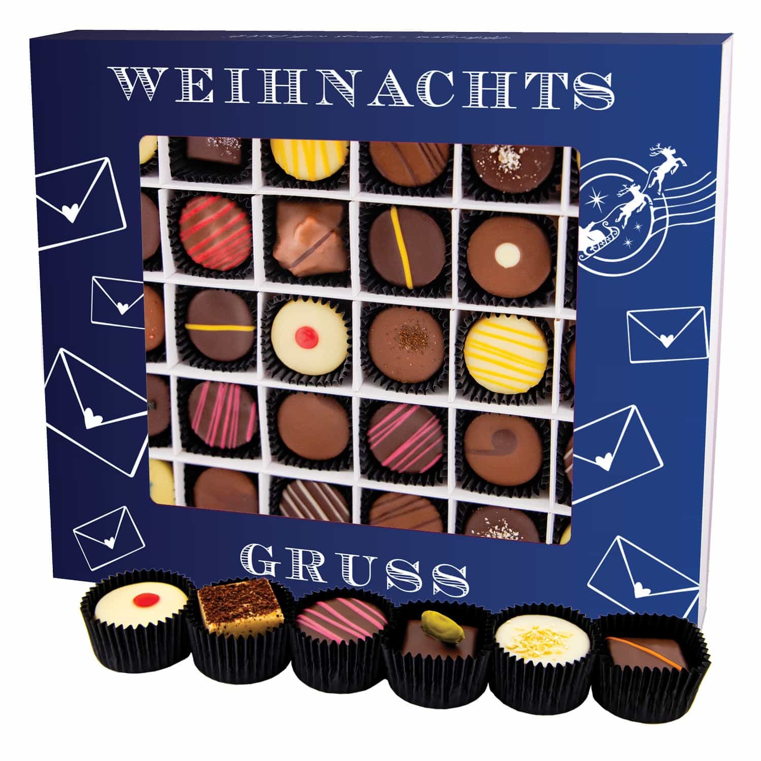 Pralinen Geschenk Weihnachten - mit & ohne Alkohol "Weihnachtsgruß" - Hallingers Genuss Manufaktur