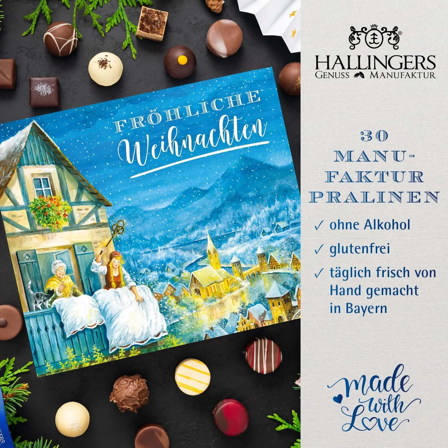 PRALINEN GESCHENKBOX OHNE ALKOHOL - Edle handgemachte Pralinen aus feinstem Confiserie-Edelkakao, stilvoll verpackt in einer hochwertigen XXL-Geschenkbox. Exklusiver Schokoladengenuss für besondere Anlässe & genussvolle Momente