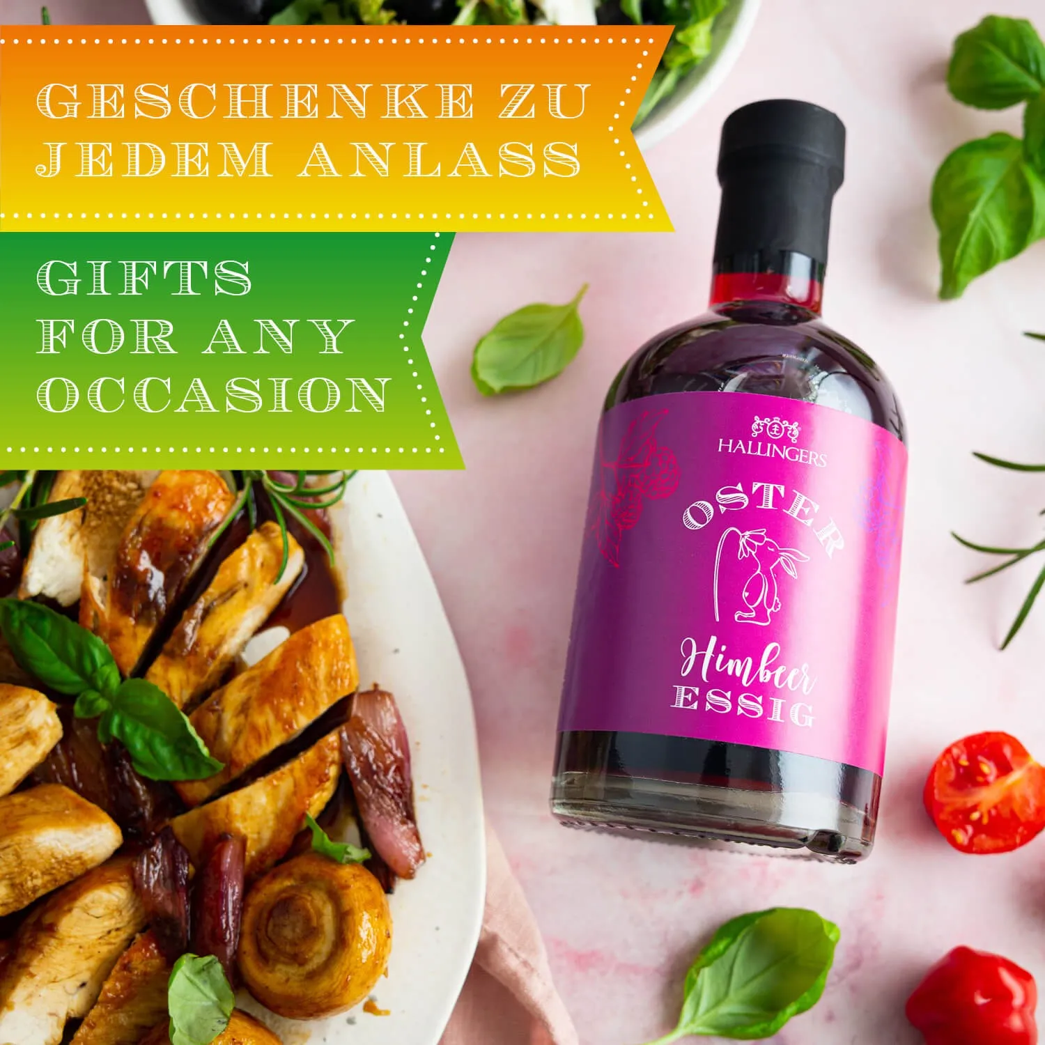 Empfohlen für Geflügel, Wild, Fleisch und Salat.