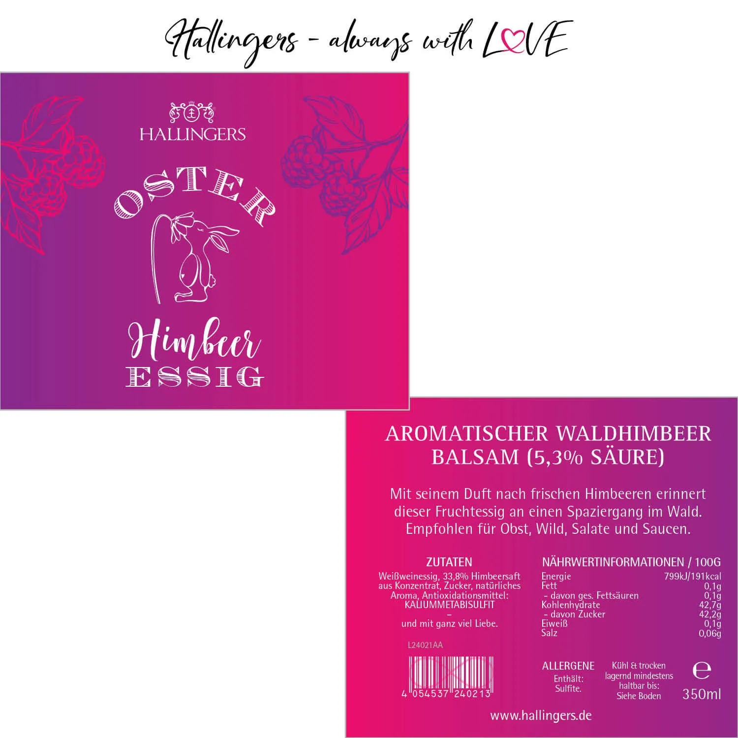 Oster Himbeer-Essig 5,3% Säure (Balsam-Essig)