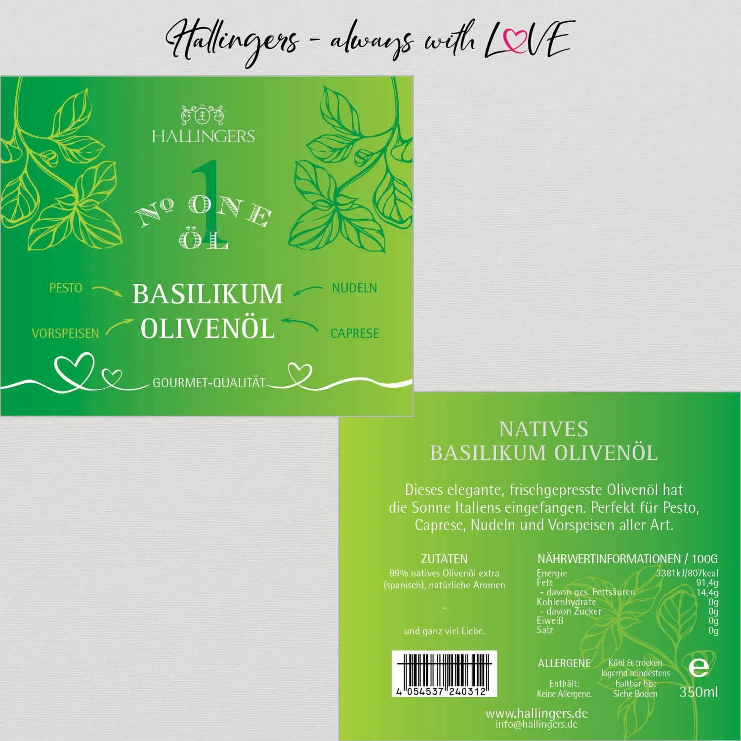 Premium Speise-Öl No. 1 (Basilikum Olivenöl)