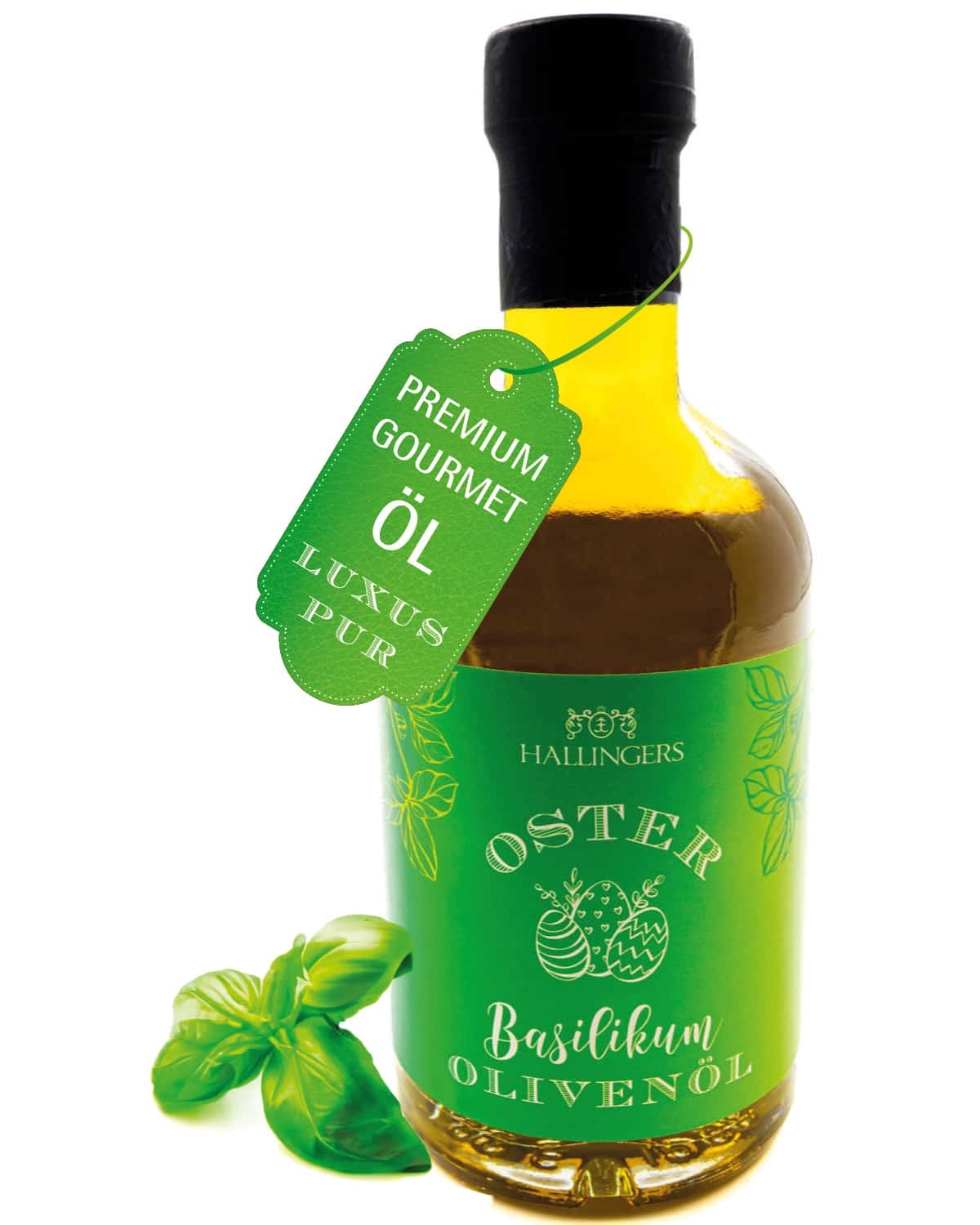 Premium-Öl Oster-Geschenk - in Geschenk-Flasche "Oster-Öl" - Hallingers Genuss Manufaktur
