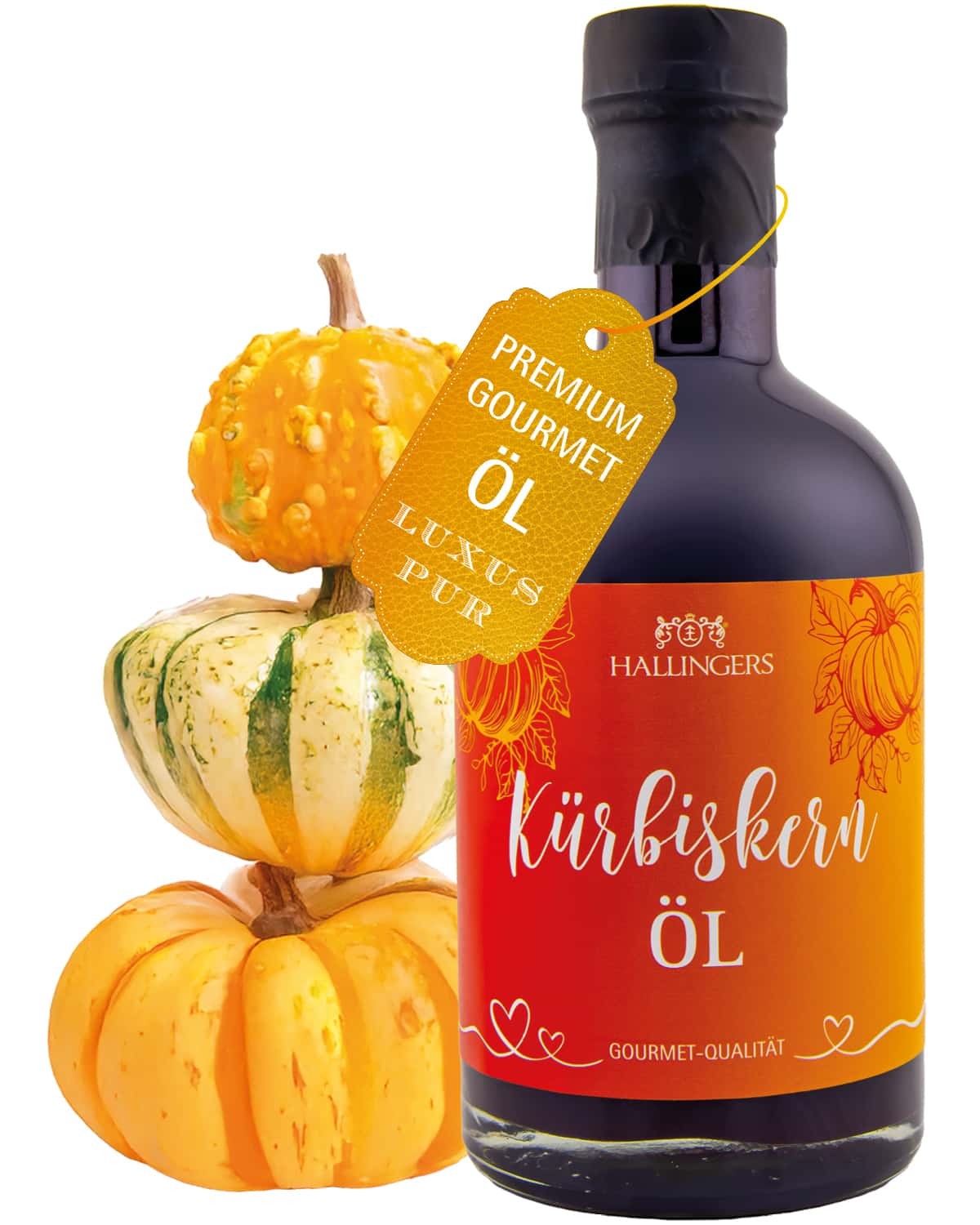 Premium-Öl Geschenk - in Geschenk-Flasche "Kürbiskern-Öl" - Hallingers Genuss Manufaktur