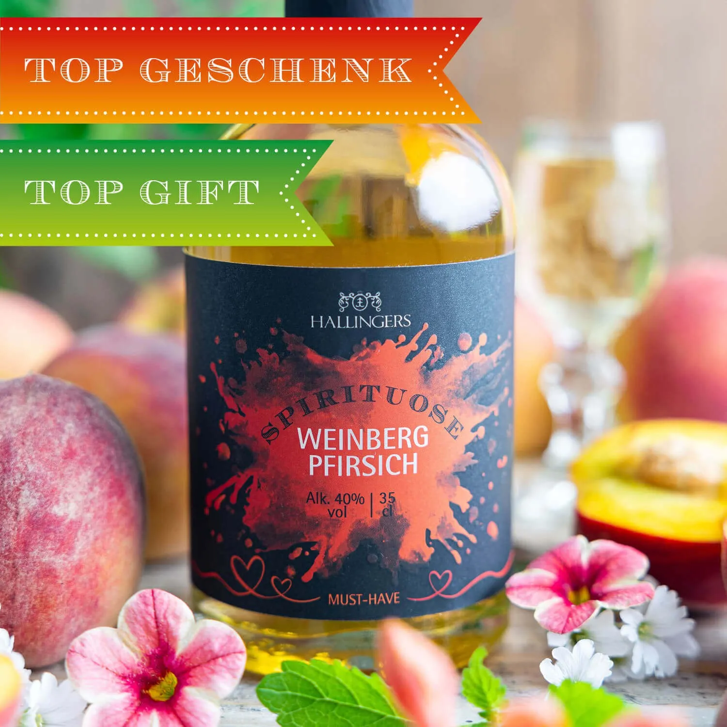 Aus Weinbergpfirsichen aus deutschen Weinbergen.