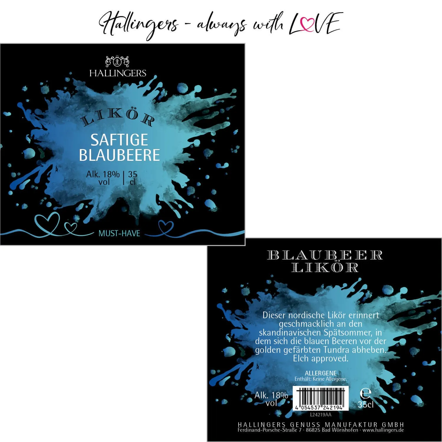 Blaubeere, Likör 18% vol. (Spirituose)