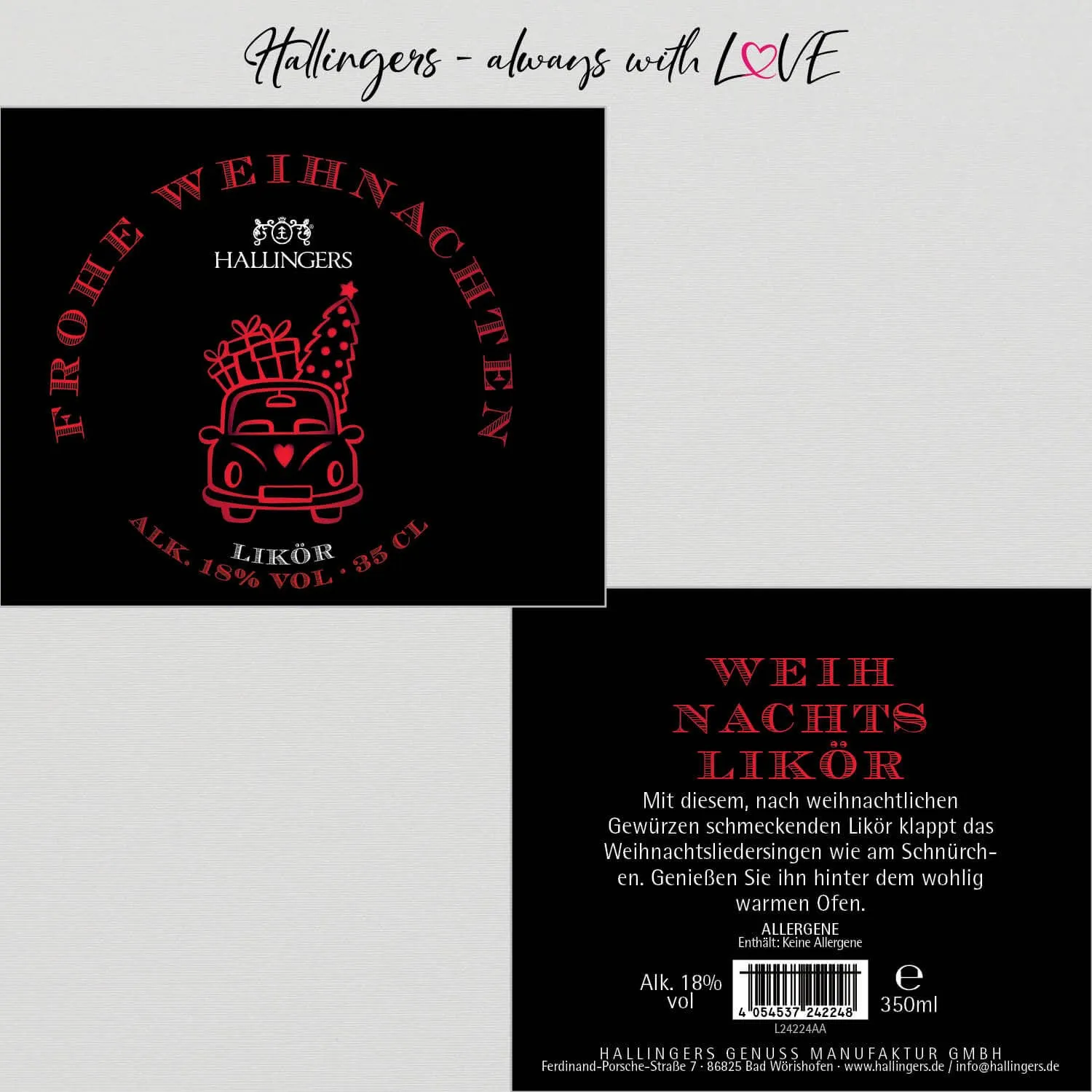 Frohe Weihnachten, Likör 18% vol. (Weihnachts-Likör)