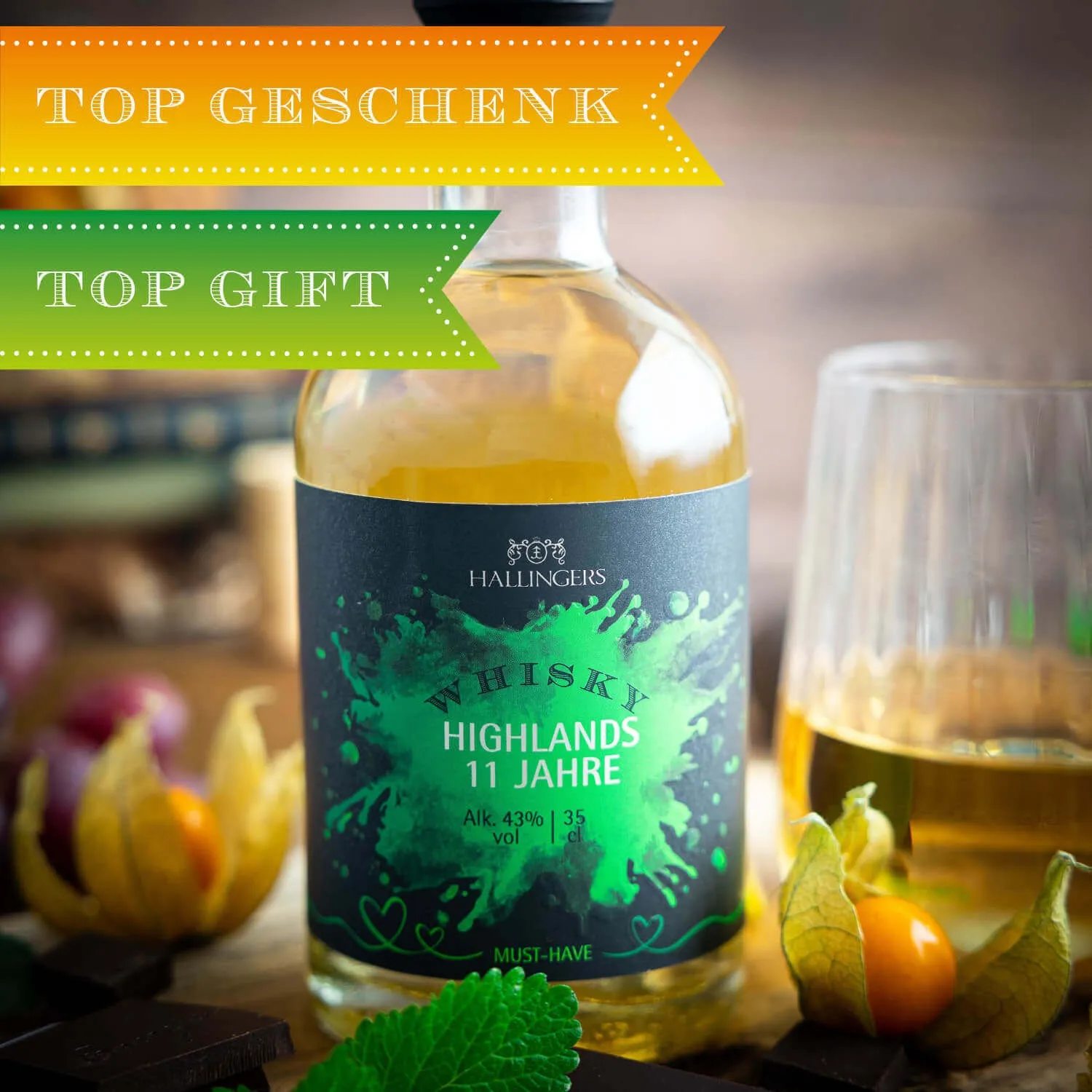 Dieser traditionelle Highland Whisky entfaltet eine ausgewogene, rauchige Note durch seine Lagerung in ehemaligen Sherry Fa¨ssern