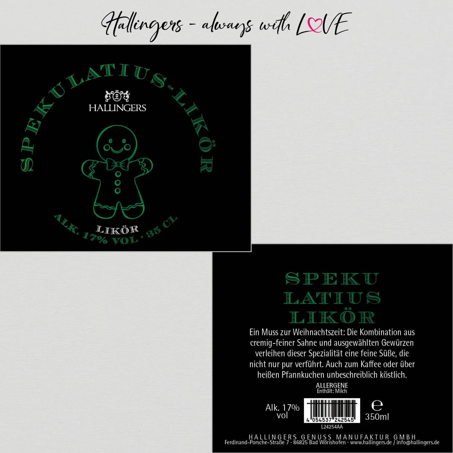 Spekulatius, Sahne-Likör 17% vol. (Sahnelikör)