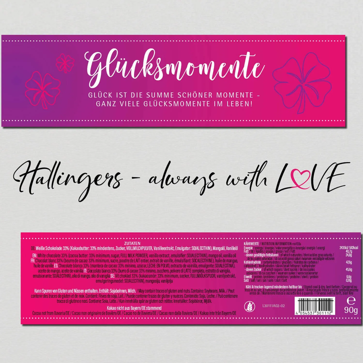 Glücksmomente (Schokoladentafel, weiß)