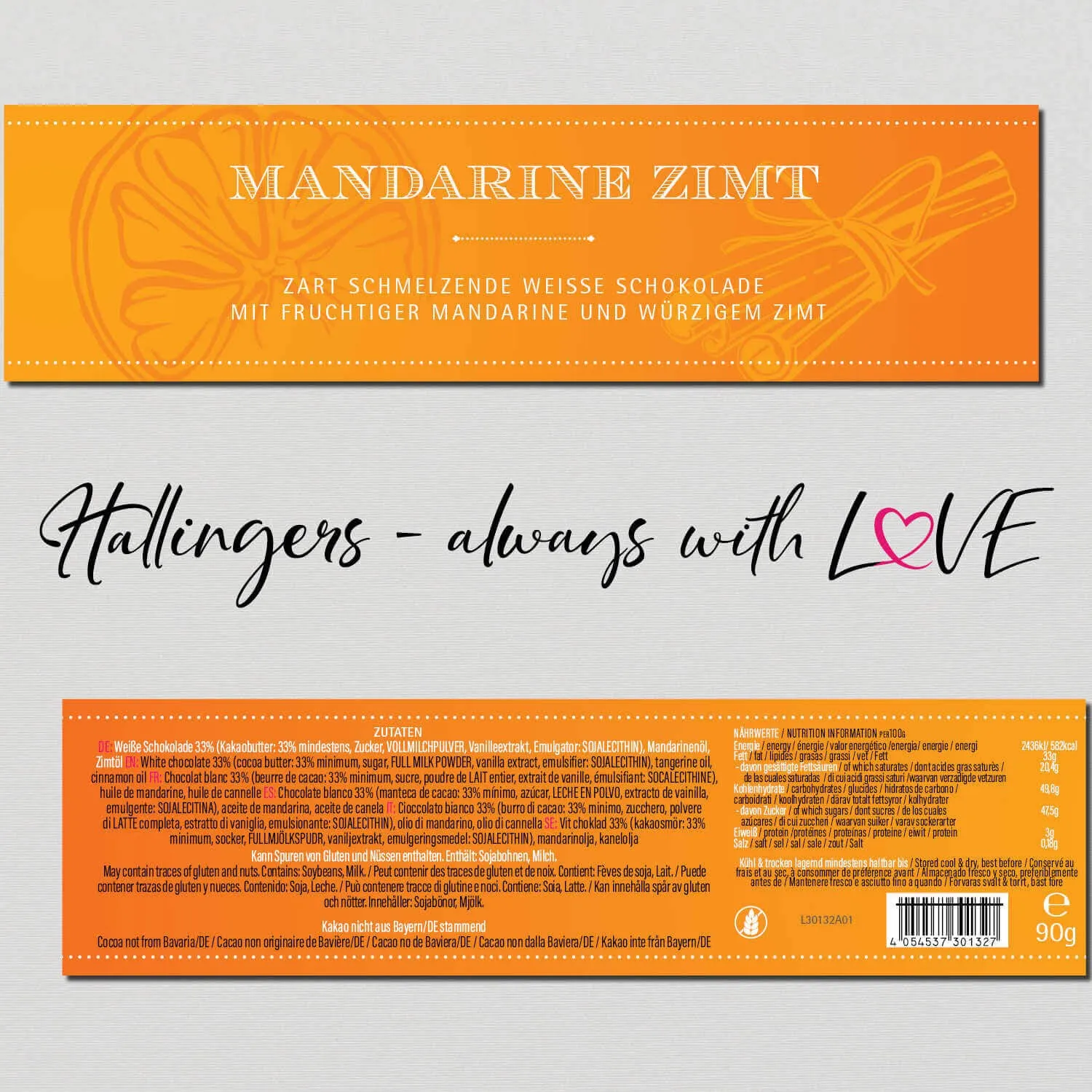 Mandarine-Zimt (Schokoladentafel, weiß)