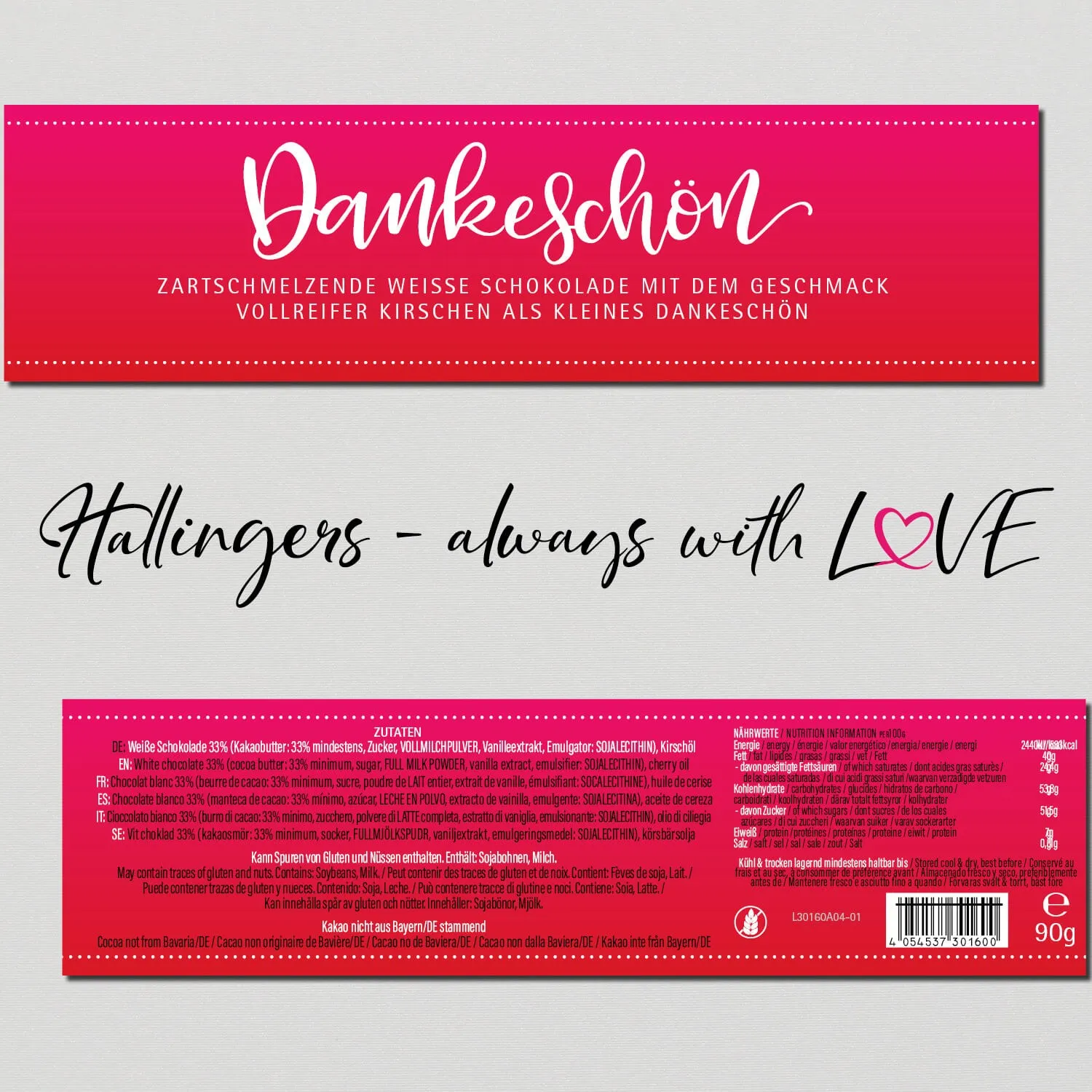 Dankeschön (Schokoladentafel, weiß)