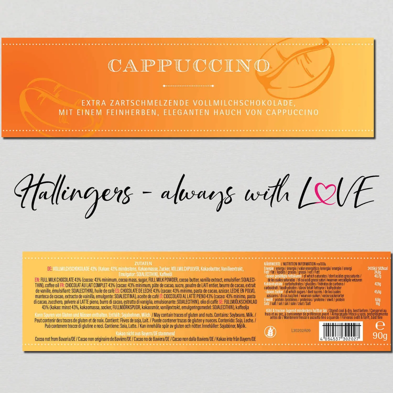 10x Cappuccino (Schokoladentafel, Vollmilch)