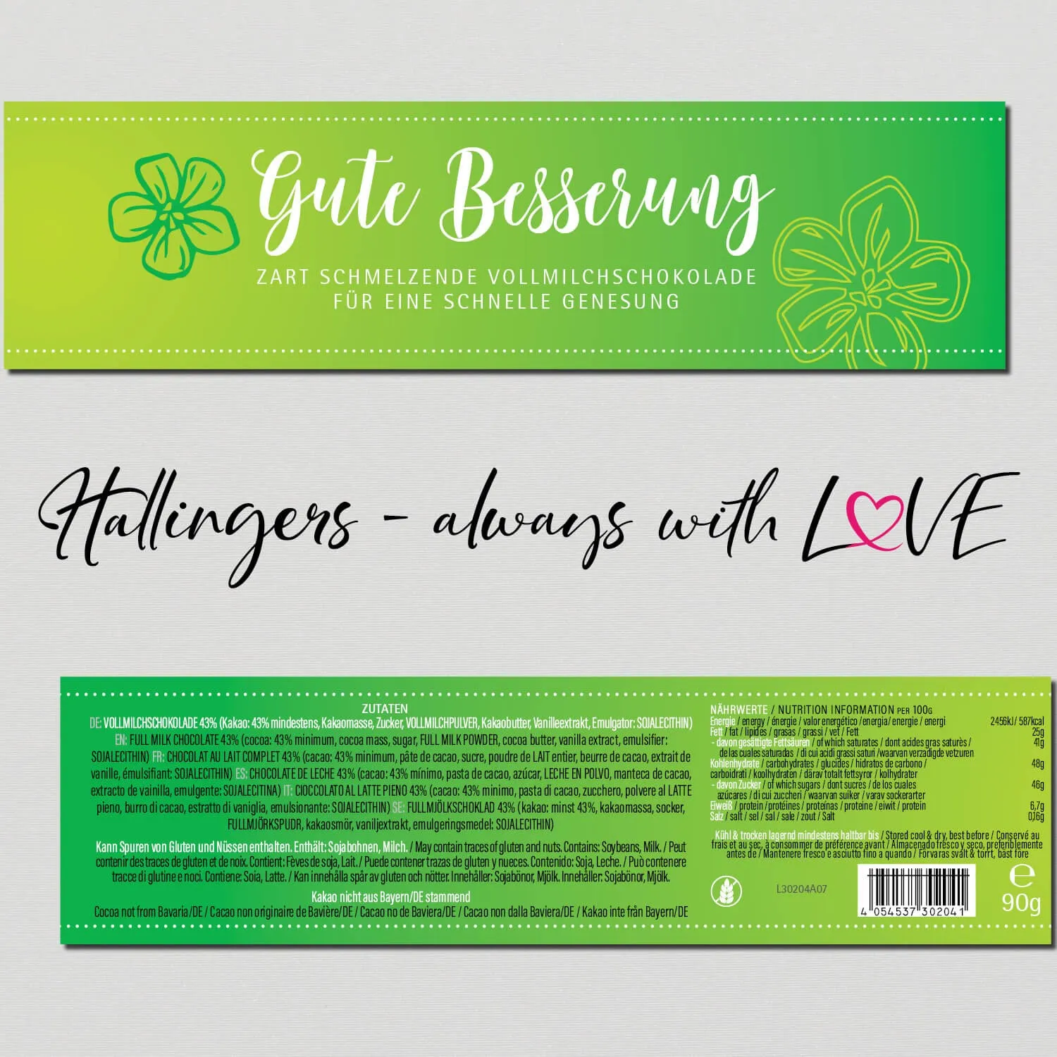 Gute Besserung Green (Schokoladentafel, Vollmilch)