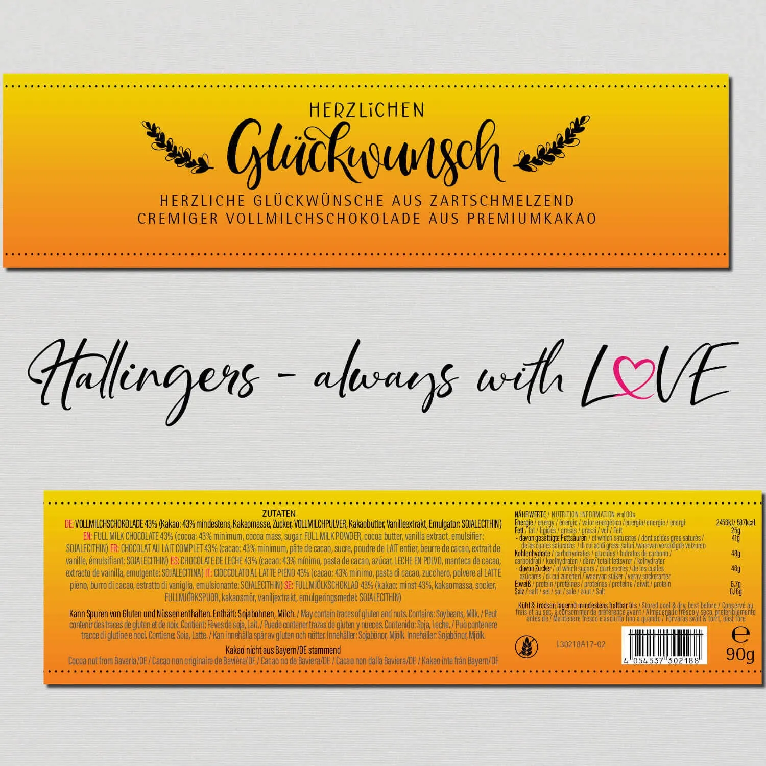 Herzlichen Glückwunsch (Schokoladentafel, Vollmilch)