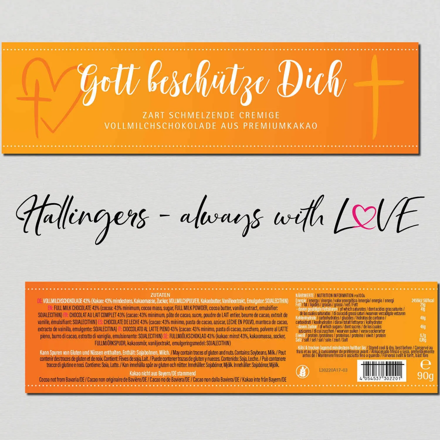 10x Gott beschütze Dich (Schokoladentafel, Vollmilch)