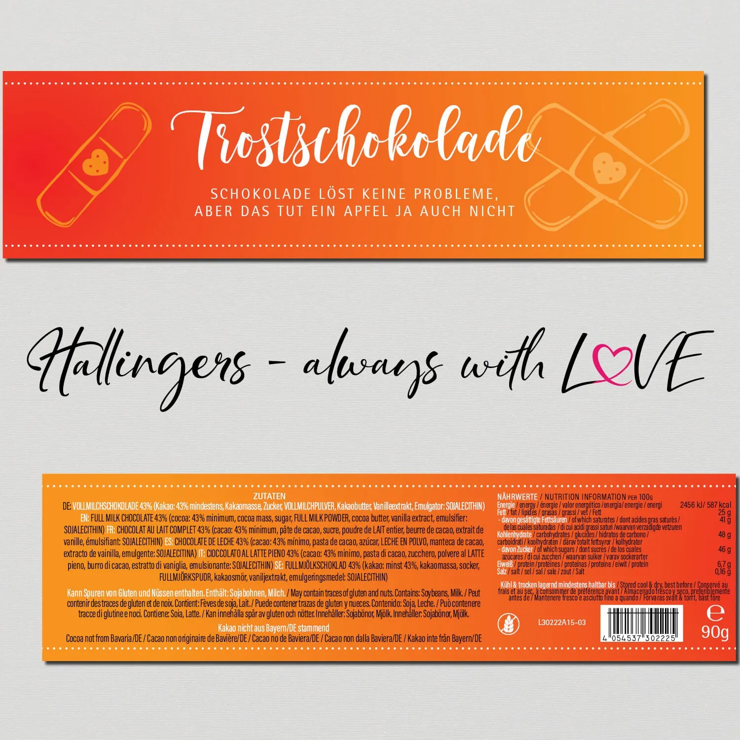 Trostschokolade (Schokoladentafel, Vollmilch)