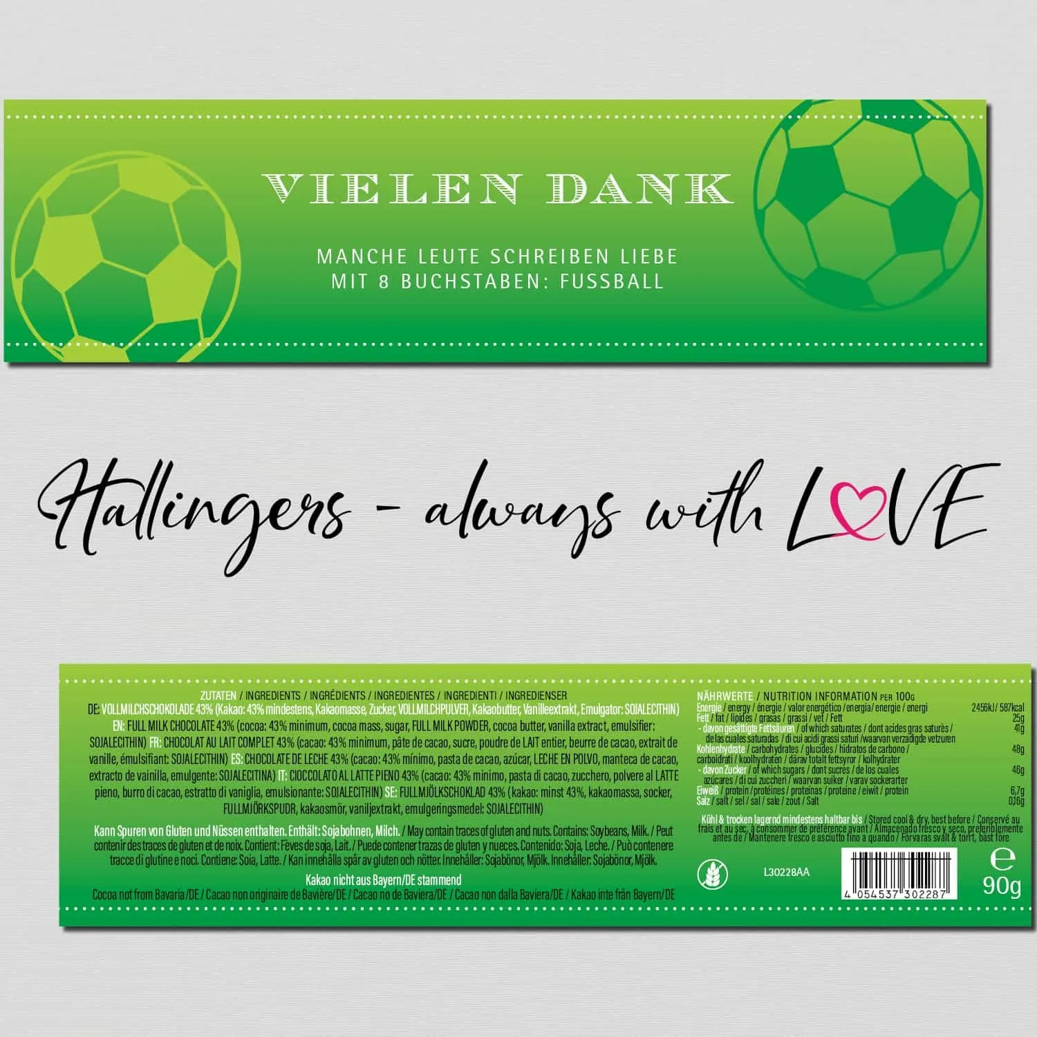 Vielen Dank Fußball (Schokoladentafel, Vollmilch)