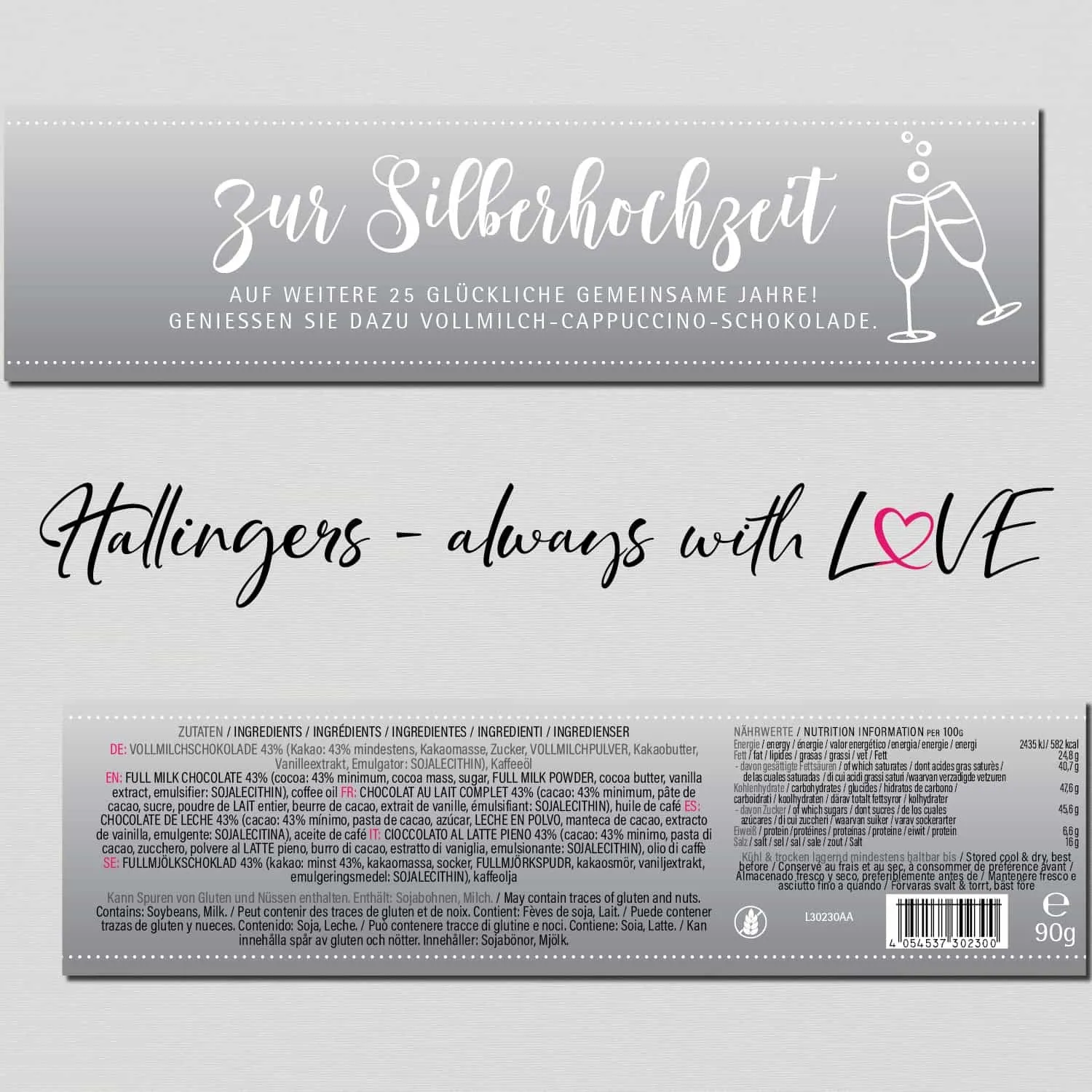 Zur Silberhochzeit - 25 Jahre (Schokoladentafel, Vollmilch)