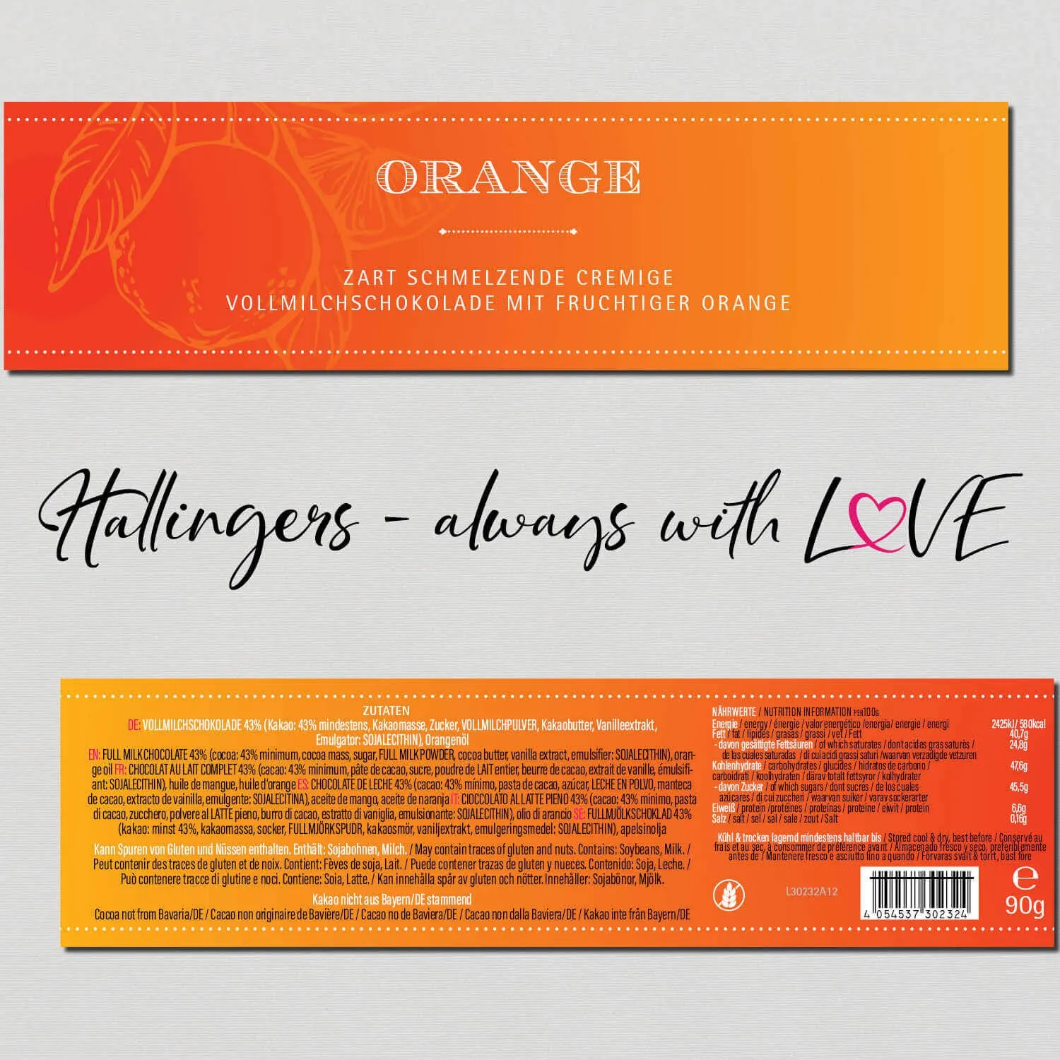 10x Orange (Schokoladentafel, Vollmilch)