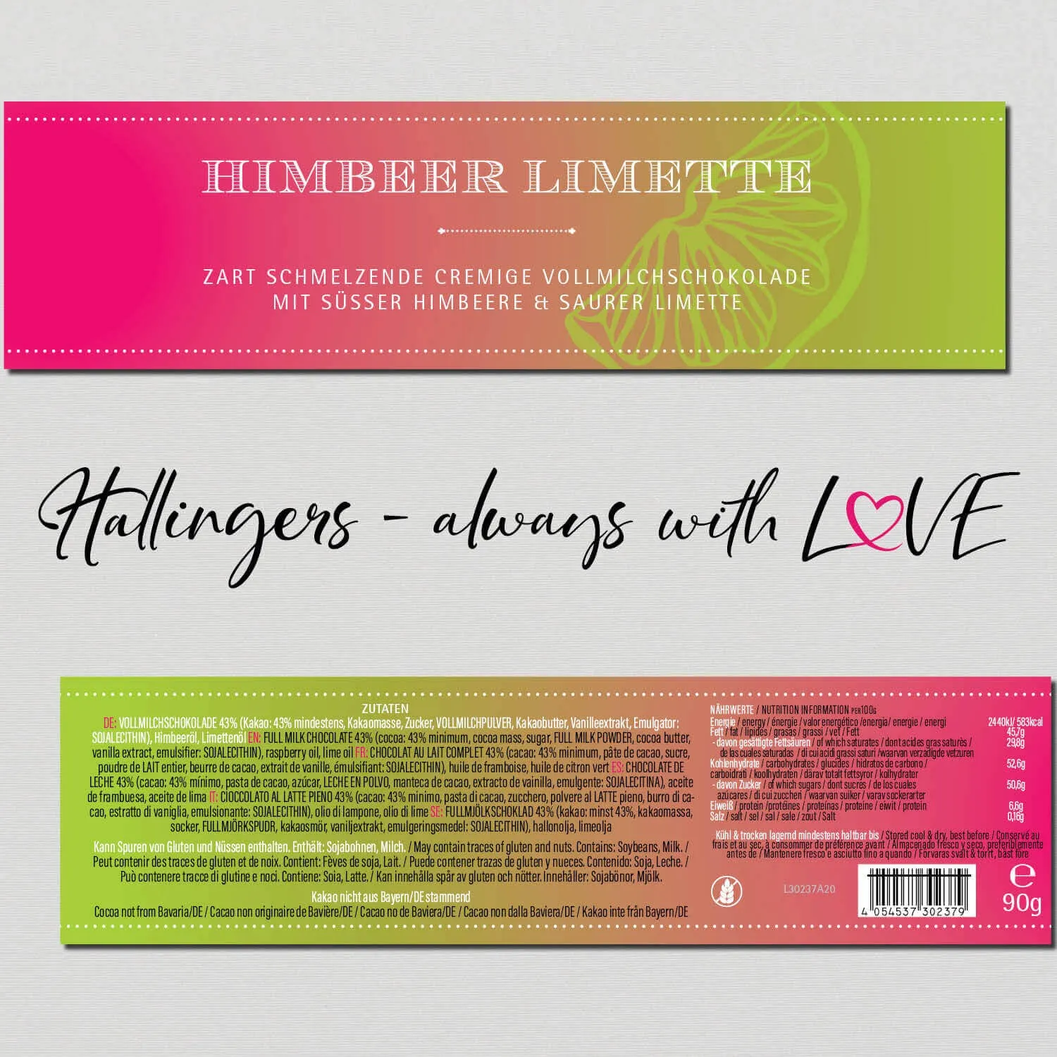 10x Himbeer-Limette (Schokoladentafel, Vollmilch)