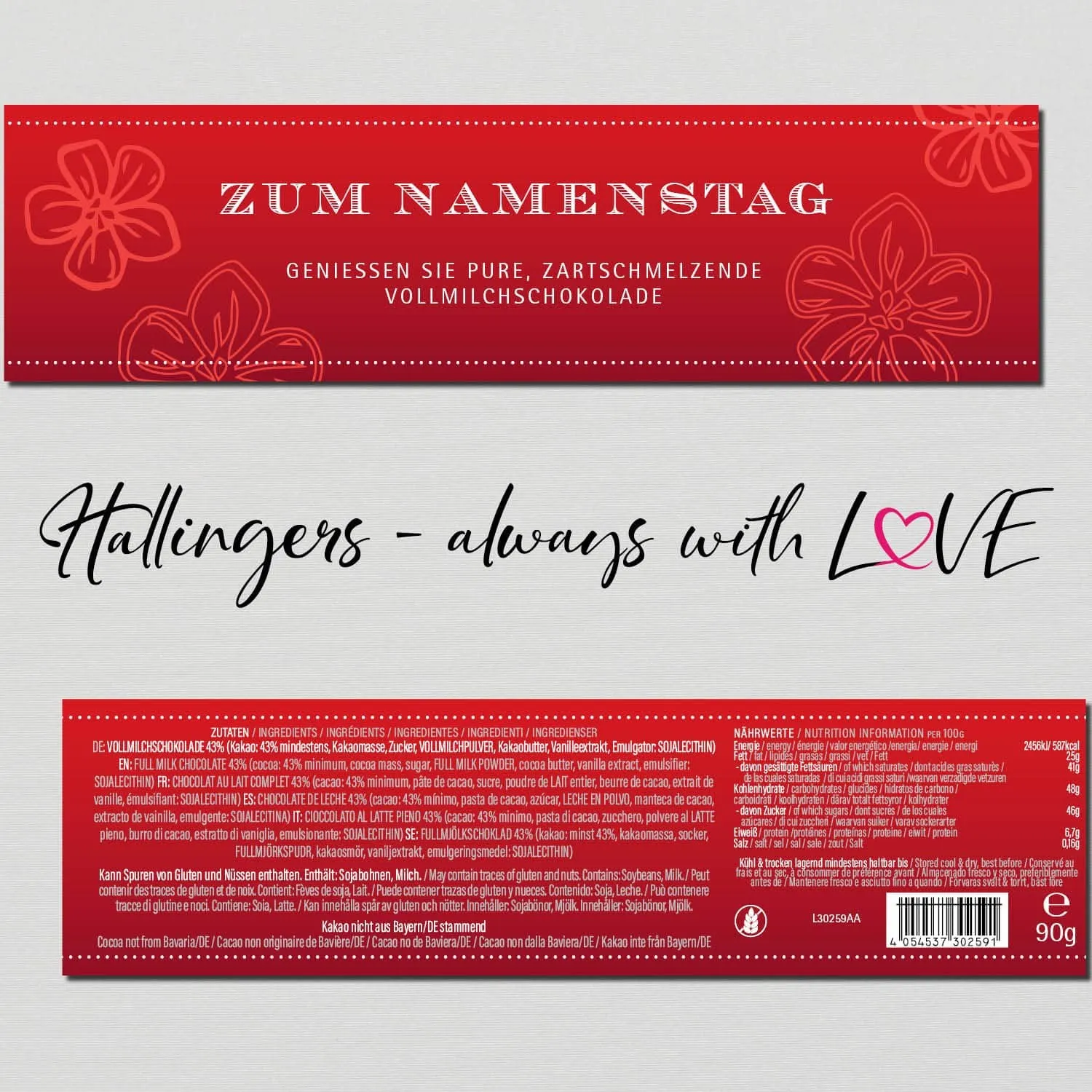 Zum Namenstag (Schokoladentafel, Vollmilch)