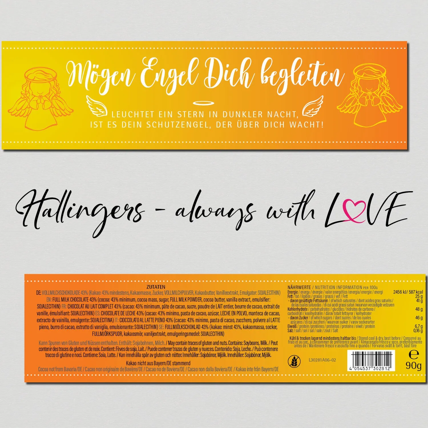 10x Mögen Engel Dich begleiten (Schokoladentafel, Vollmilch)