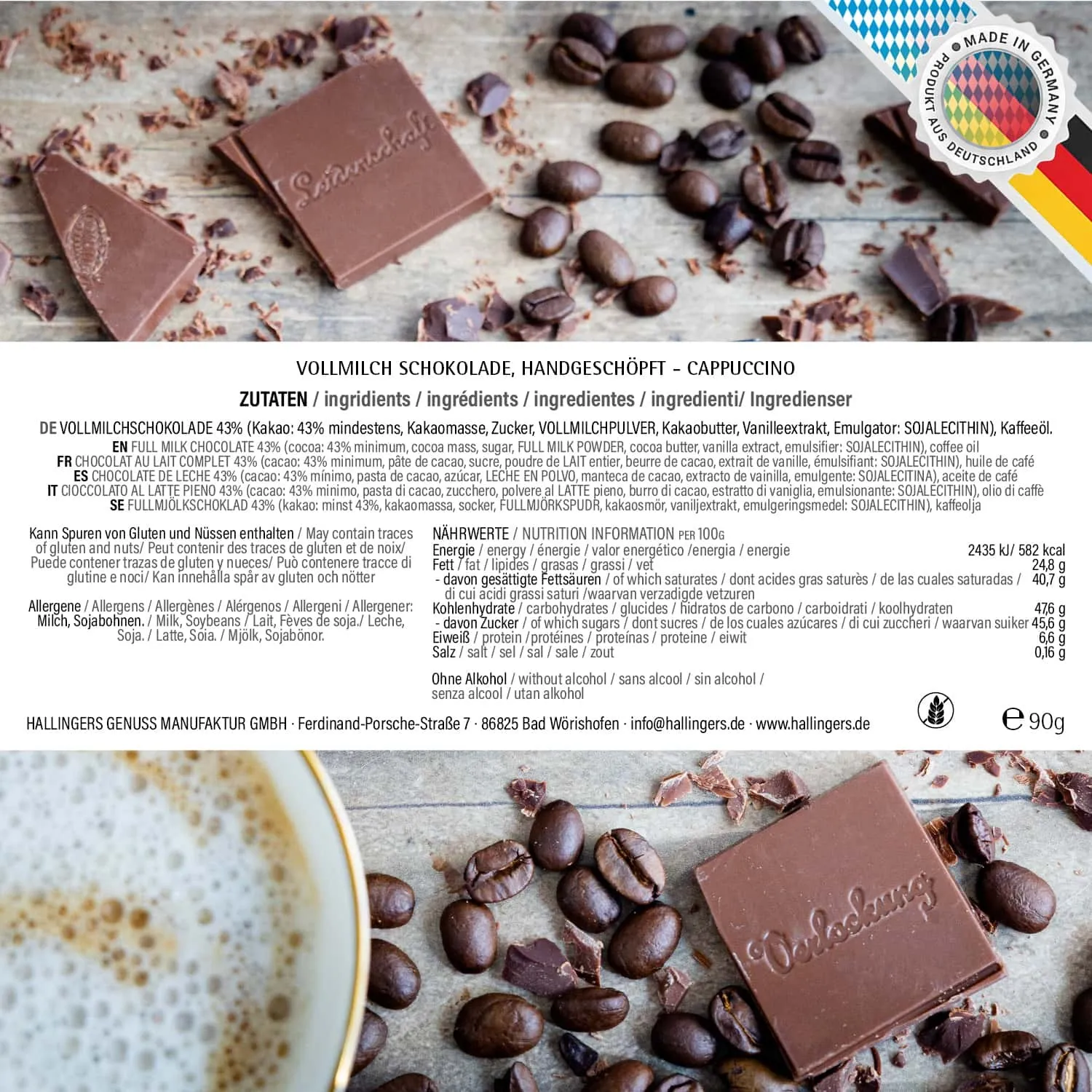 Zum Hochzeitstag (Cappuccino) - Schokolade, handmade ohne Alkohol