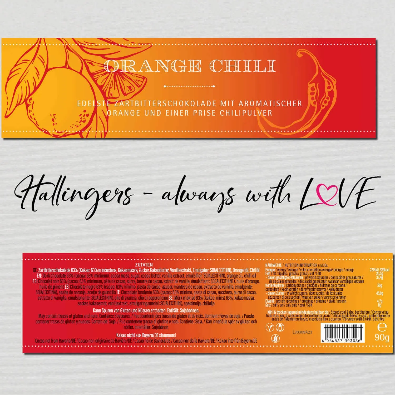 Orange-Chili (Schokoladentafel, Zartbitter)