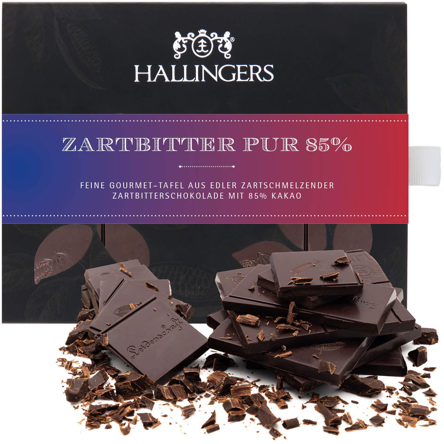 Vegane Schokolade Geschenk - handmade ohne Alkohol "Zartbitter Pur 85%" - Hallingers Genuss Manufaktur