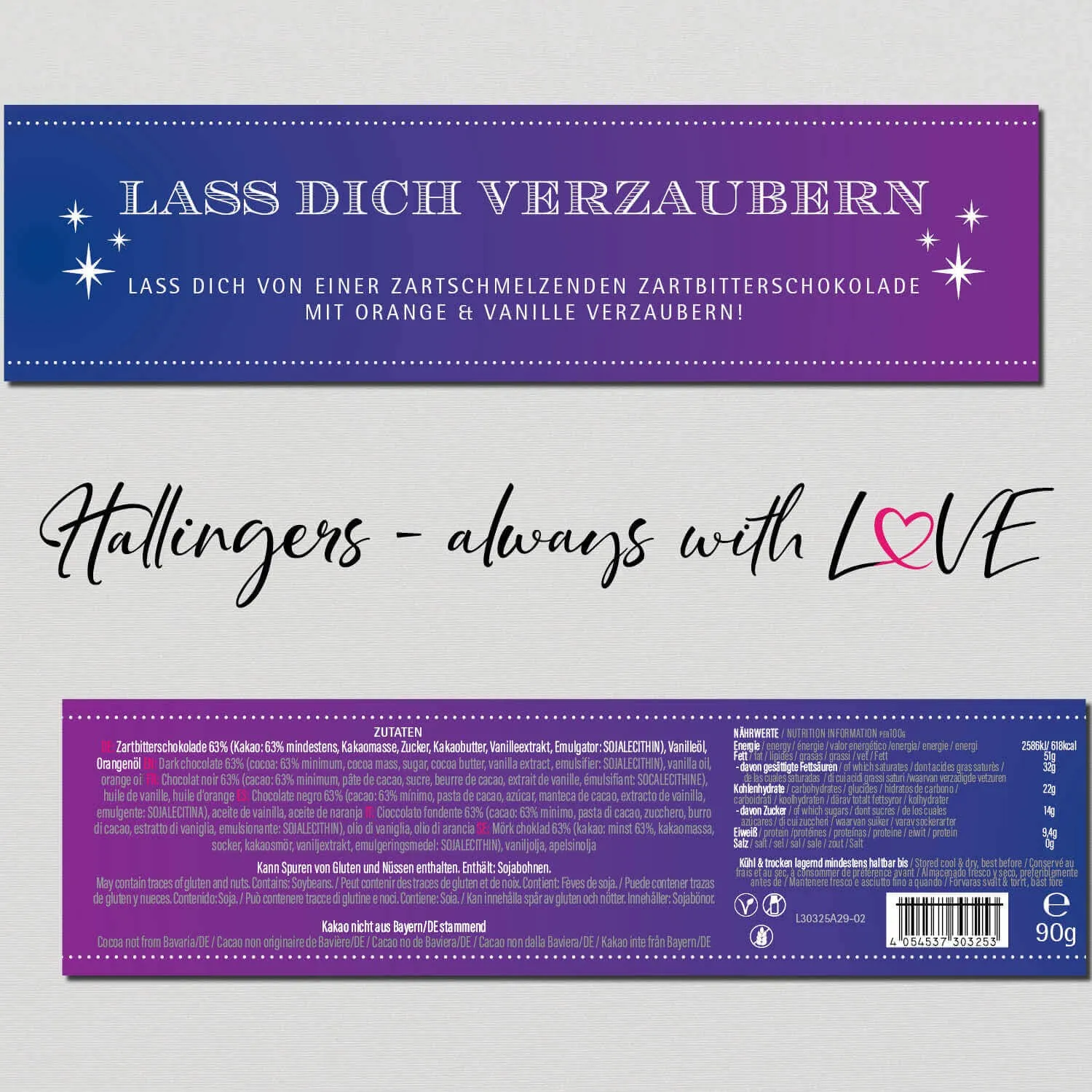 Lass Dich verzaubern (Schokoladentafel, Zartbitter)